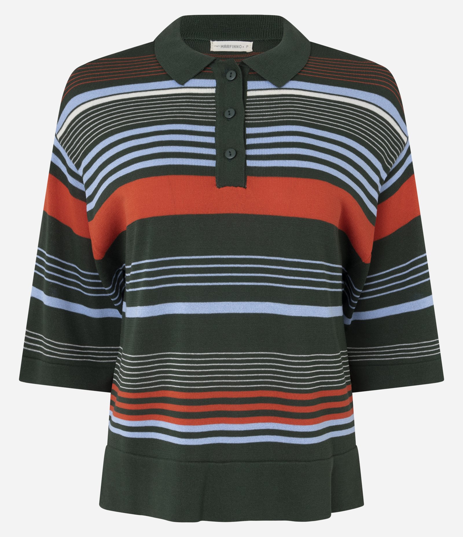 Blusa em Tricô com Gola Polo e Estampa Listrada Multicores 3