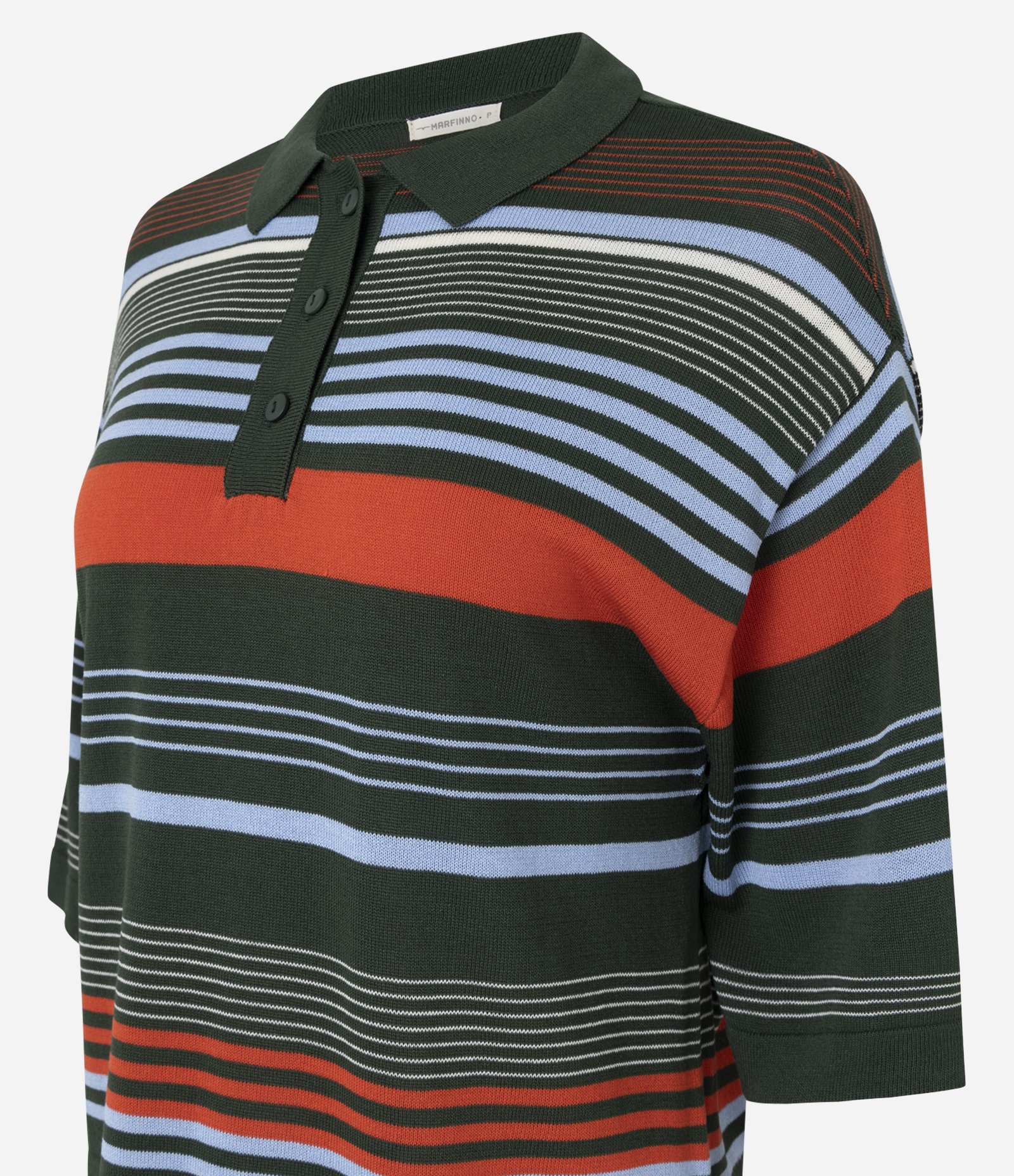 Blusa em Tricô com Gola Polo e Estampa Listrada Multicores 4