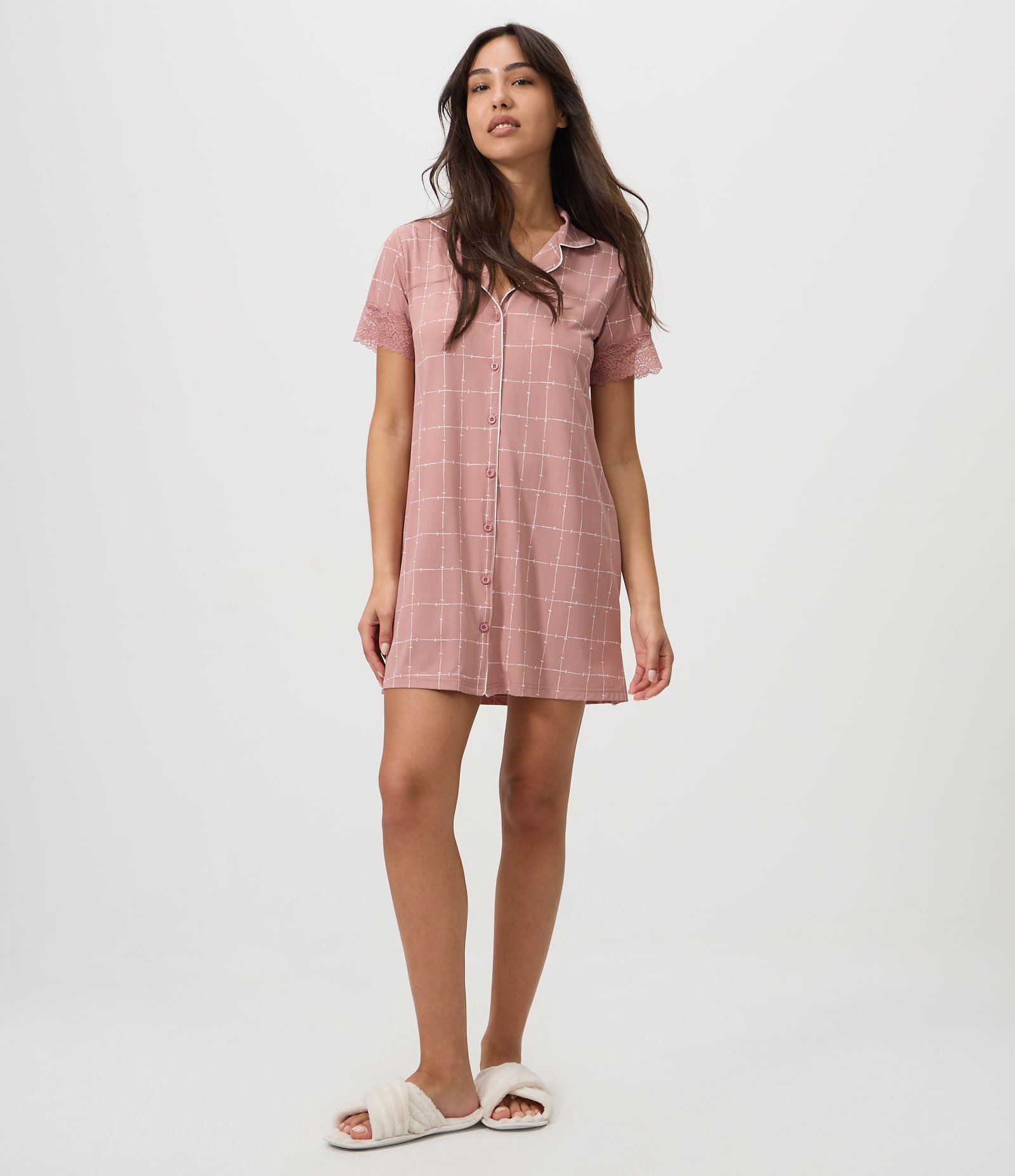 Camisola Americana em Microfibra com Estampa Geométrica Rosa 2