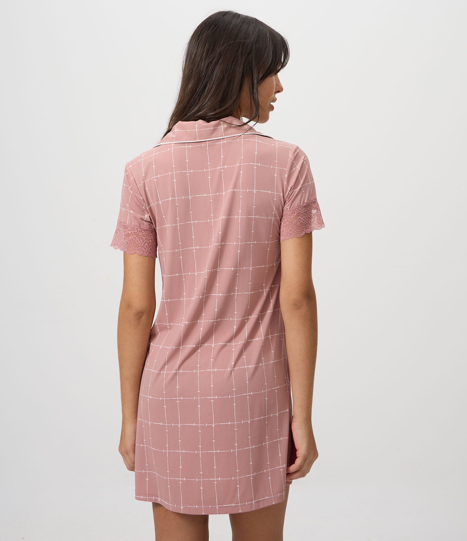 Camisola Americana em Microfibra com Estampa Geométrica Rosa 4