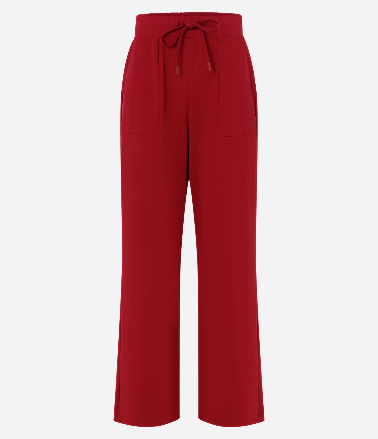 Calça Reta em Microfibra com Amarração no Cós Vermelho 5