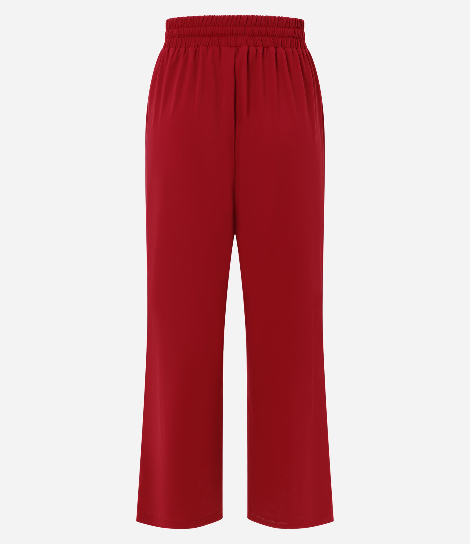 Calça Reta em Microfibra com Amarração no Cós Vermelho 6