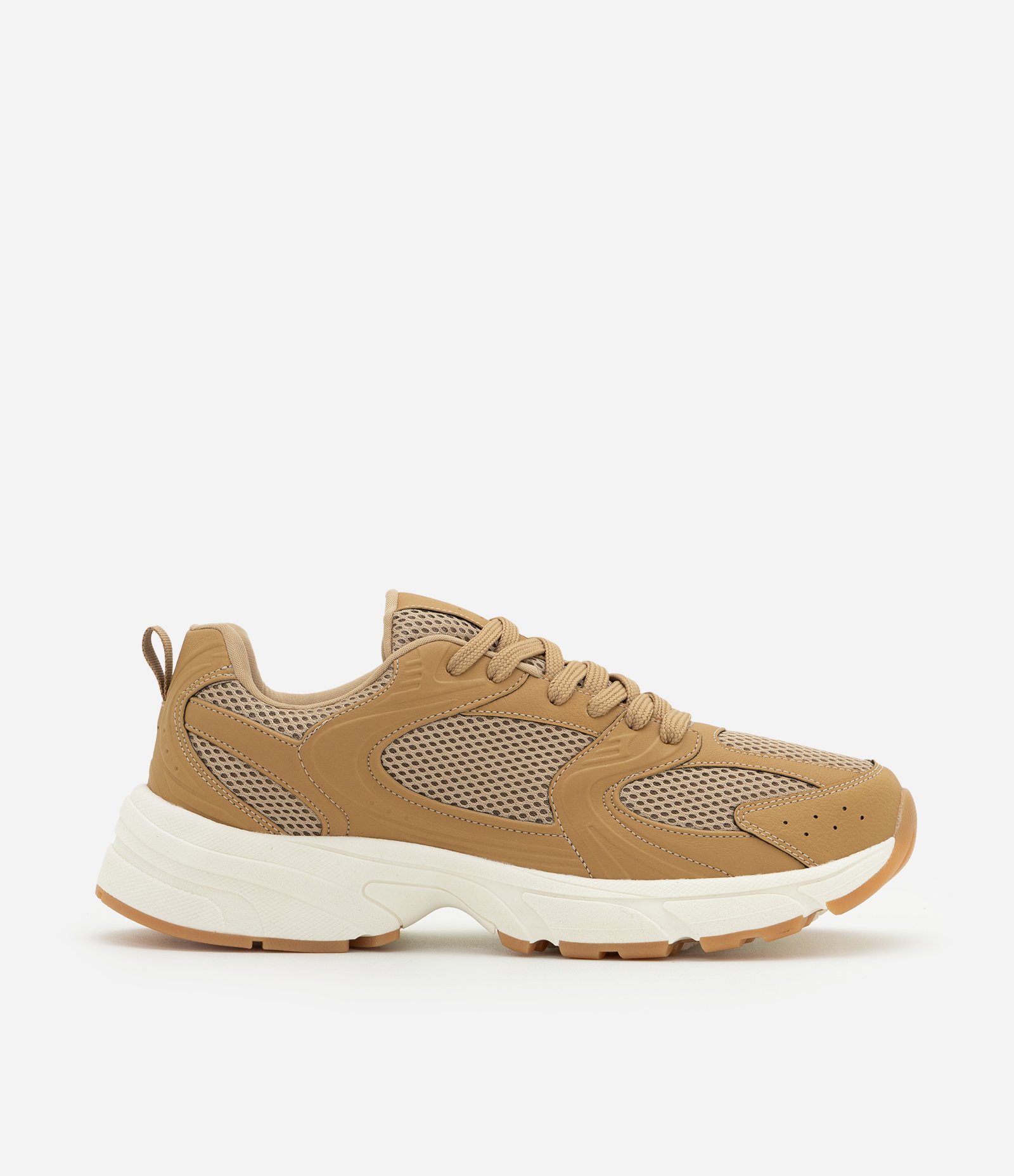 Tênis Casual Esportivo em Material Sintético Bege 1