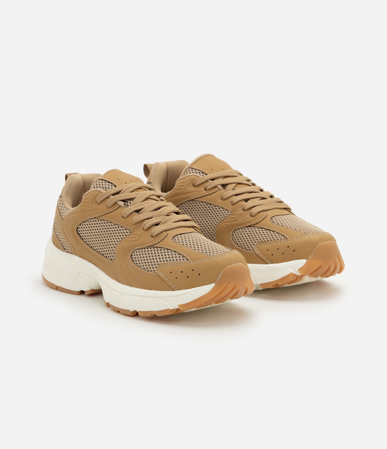 Tênis Casual Esportivo em Material Sintético Bege 2
