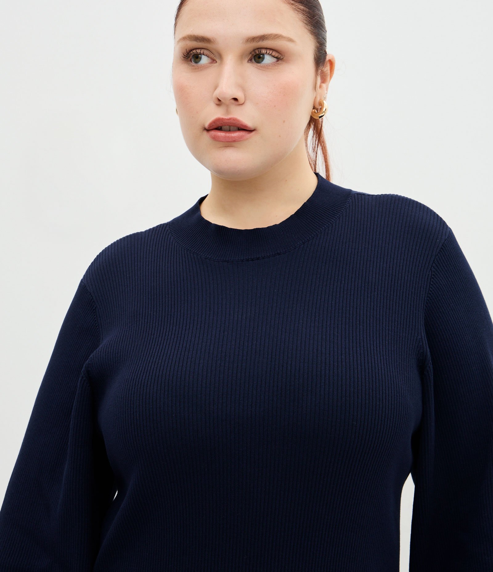 Vestido Midi em Tricô com Manga Bufante Curve & Plus Size Azul 4
