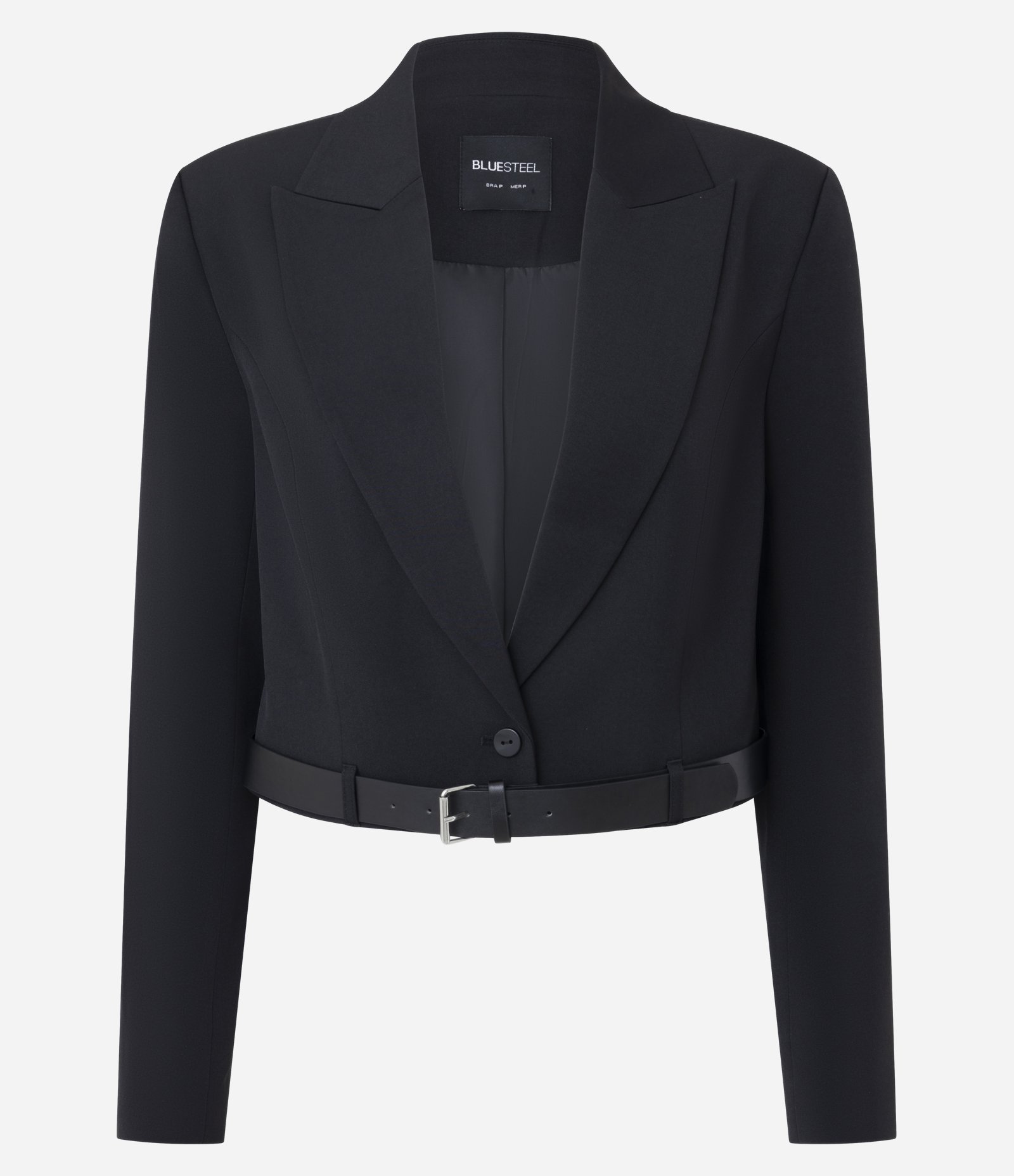 Blazer Cropped Estruturado e Alfaiatado com Cinto na Barra Preto 8