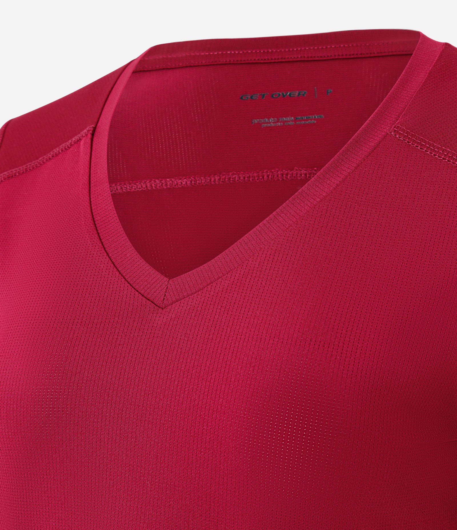 Camiseta Esportiva em Microfibra Furadinha com Barra Mullet Vermelho 6