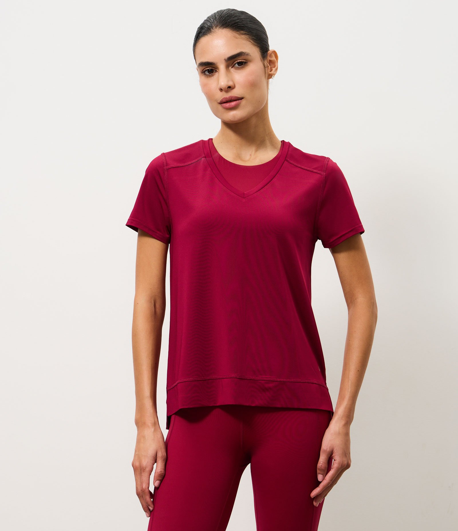 Camiseta Esportiva em Microfibra Furadinha com Barra Mullet Vermelho 1