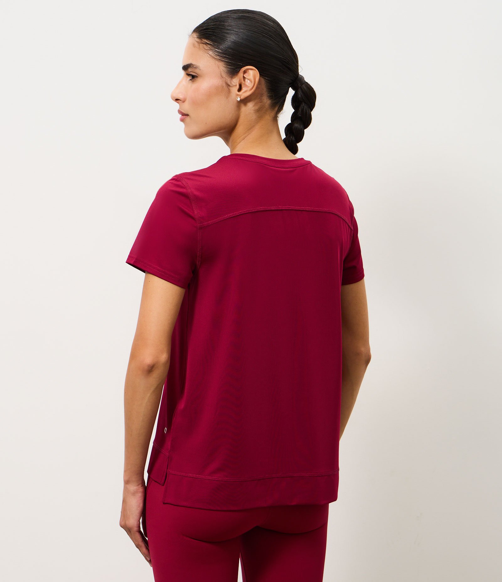 Camiseta Esportiva em Microfibra Furadinha com Barra Mullet Vermelho 4