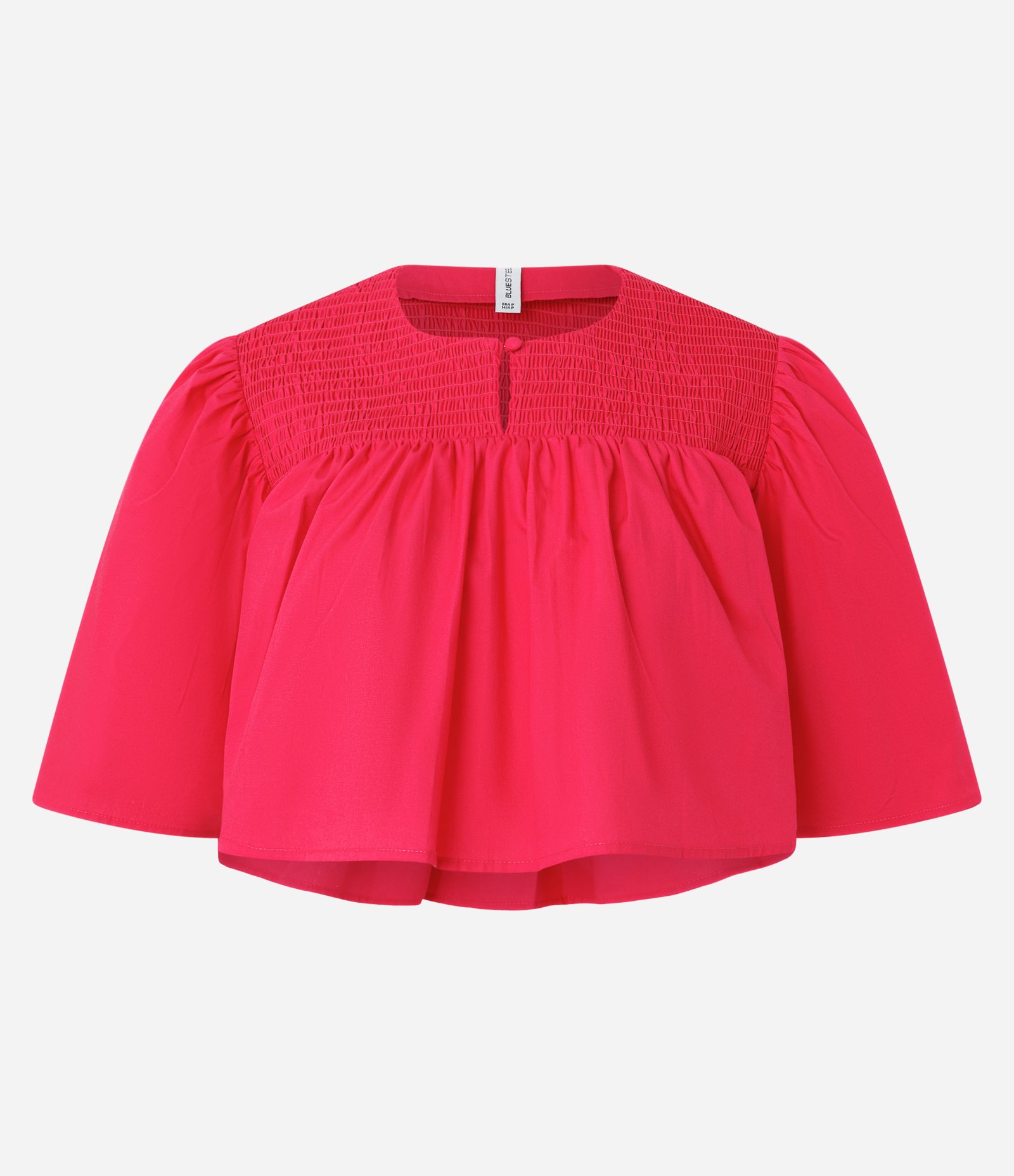 Blusa Cropped em Tricoline com Franzido e Manga Ampla Rosa 5