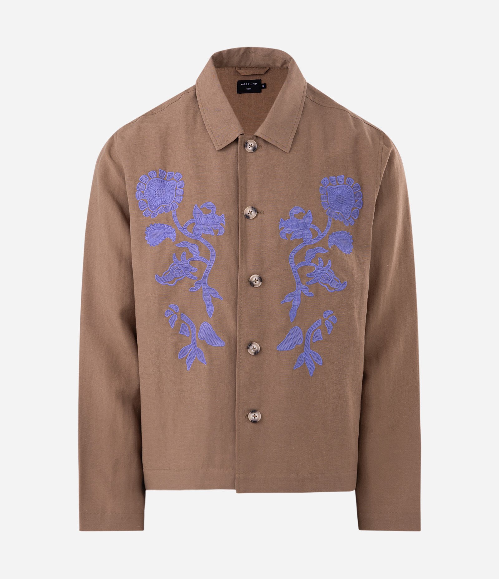 Camisa Overshirt em Liocel com Bordado Floral Marrom 8