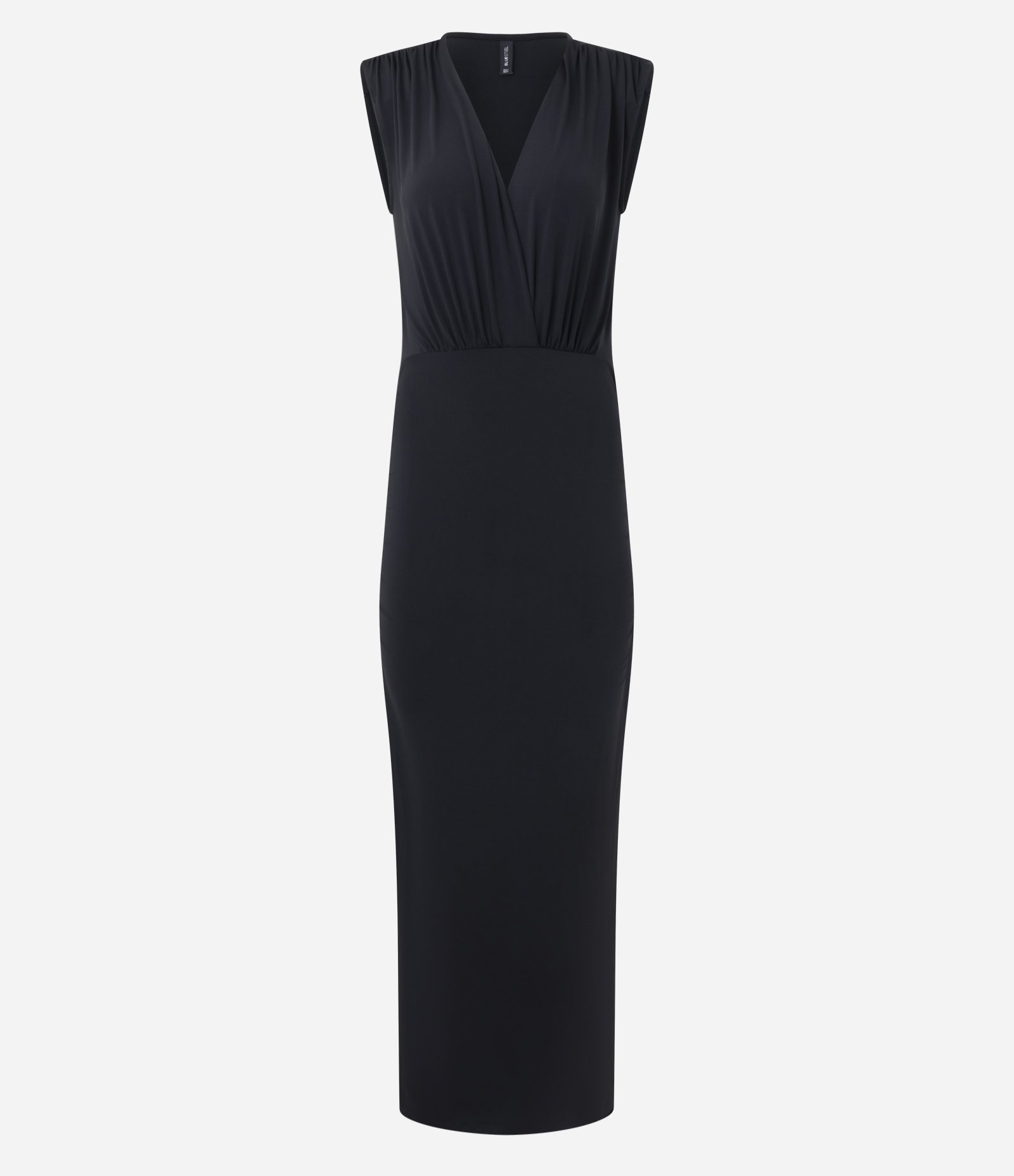 Vestido New Midi com Decote Transpassado e Ombreira Preto 5