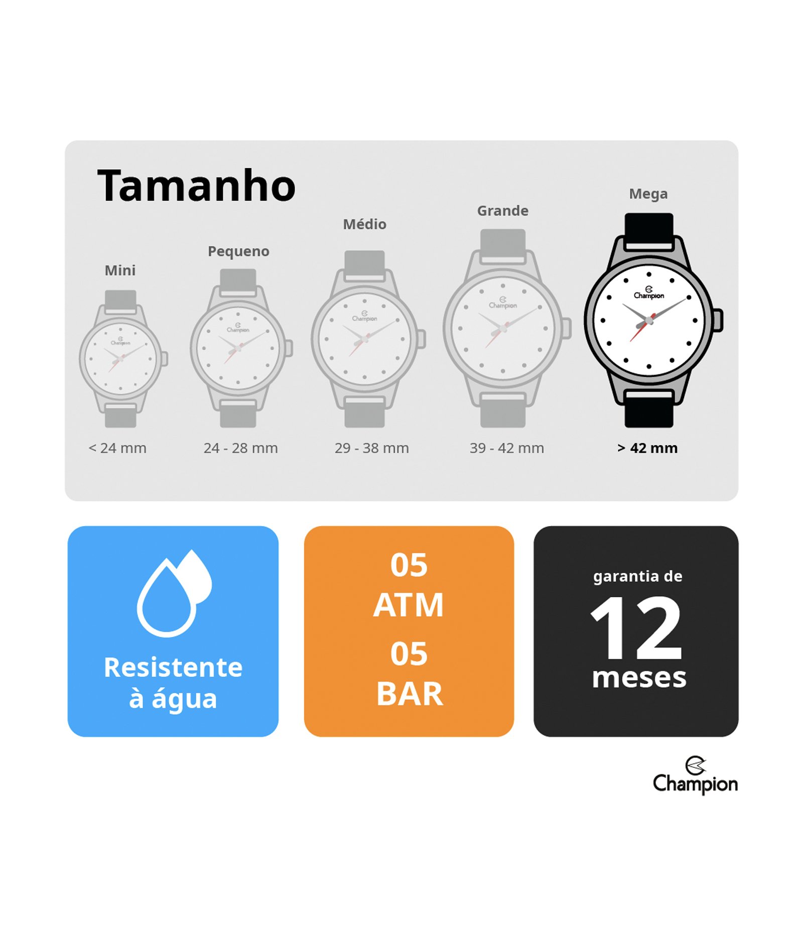Relógio Analógico Champion em Silicone CH30313G Preto 3