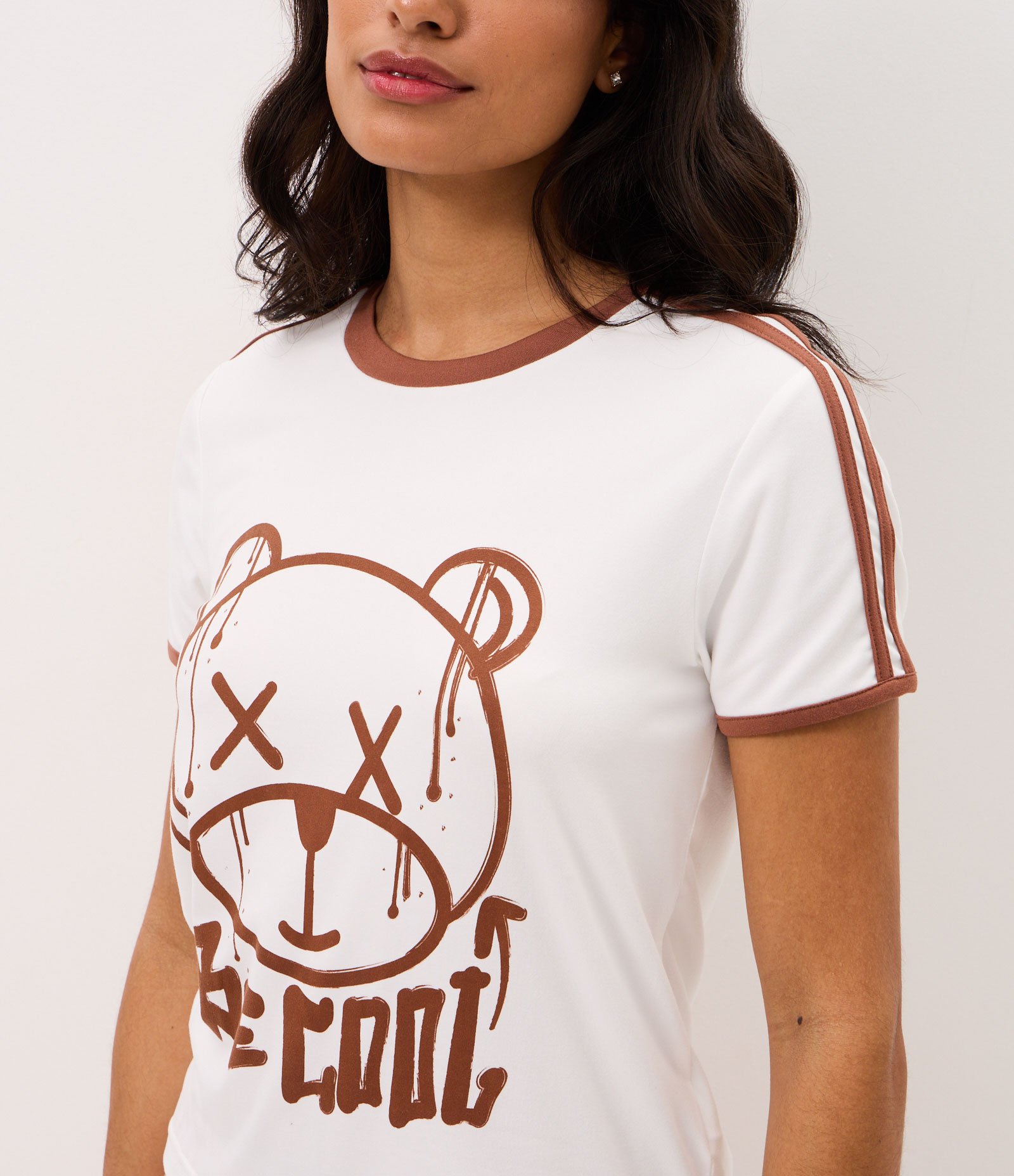 Pijama Curto em Peach Touch com Estampa de Urso Branco/Vermelho 3