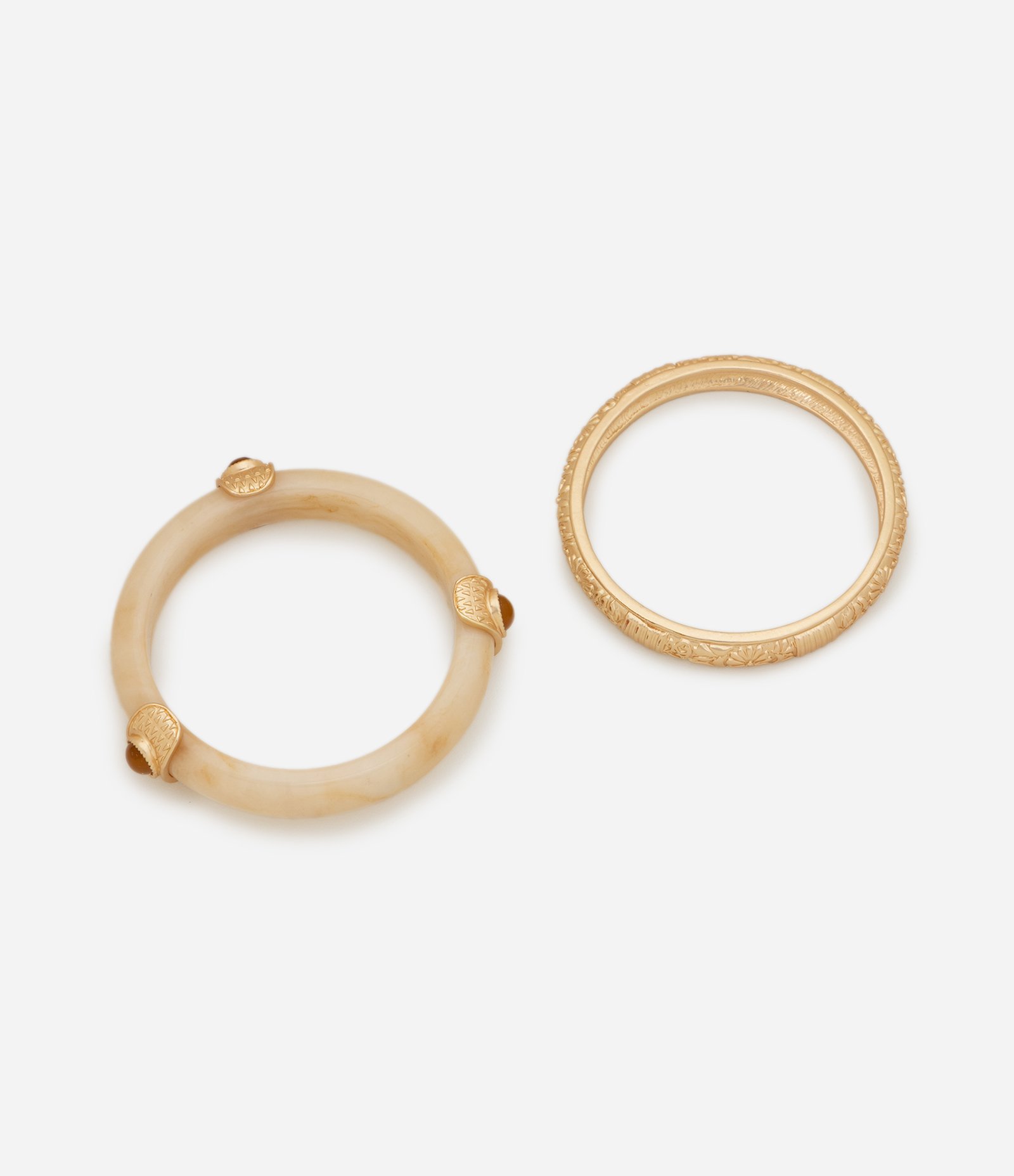 Kit 02 Braceletes com Texturas Variadas Dourado 2