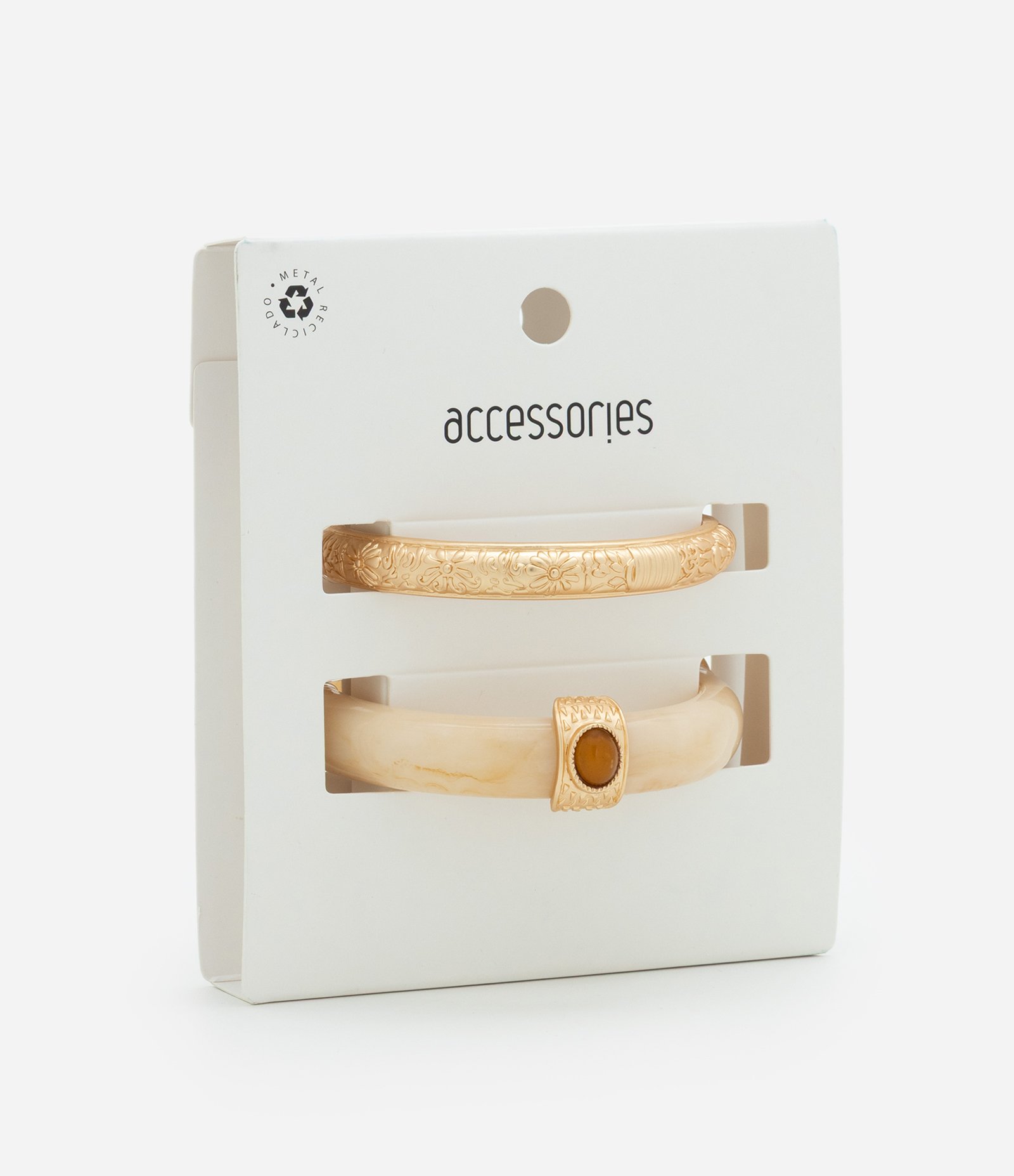 Kit 02 Braceletes com Texturas Variadas Dourado 4