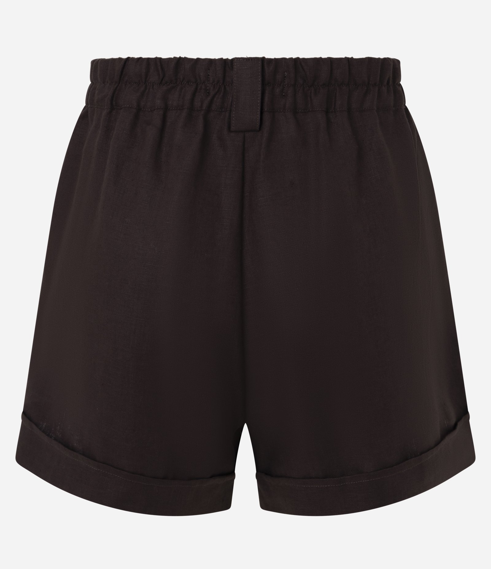 Short Linho em A com Pregas e Barra Virada Marrom 7