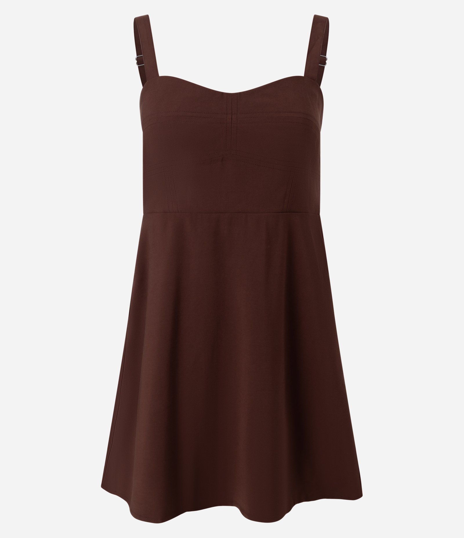 Vestido Curto em Sarja com Recortes no Busto e Alças Reguláveis Bordô 5