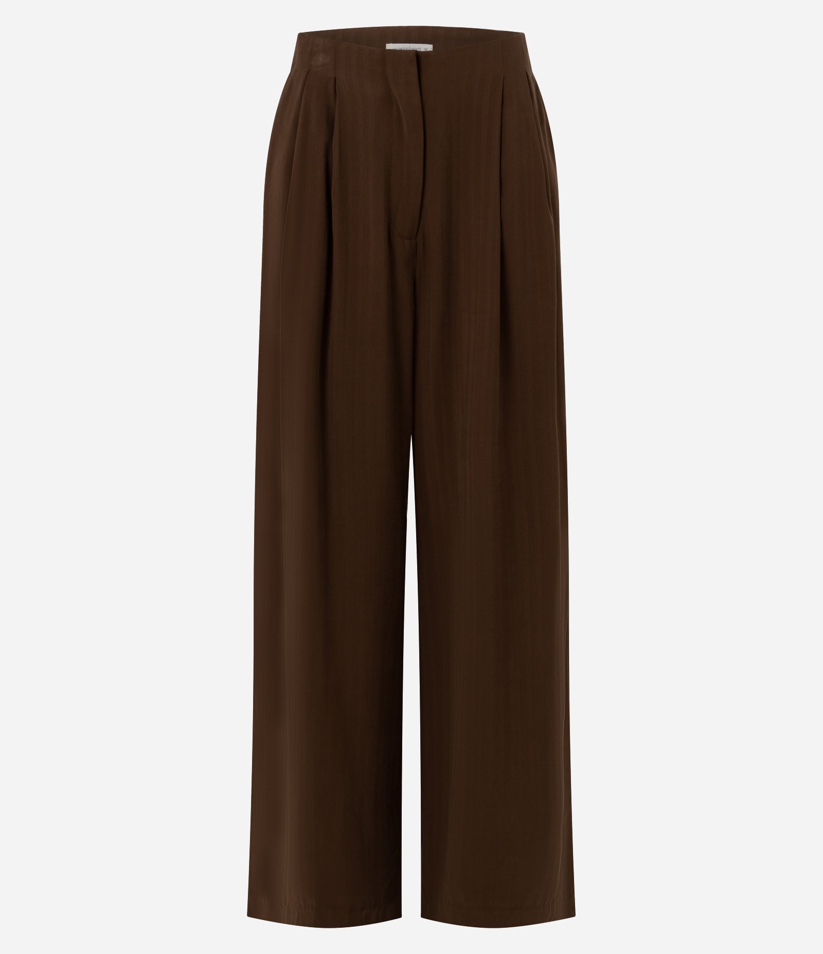 Calça Reta com Pregas Frontais Marrom 5