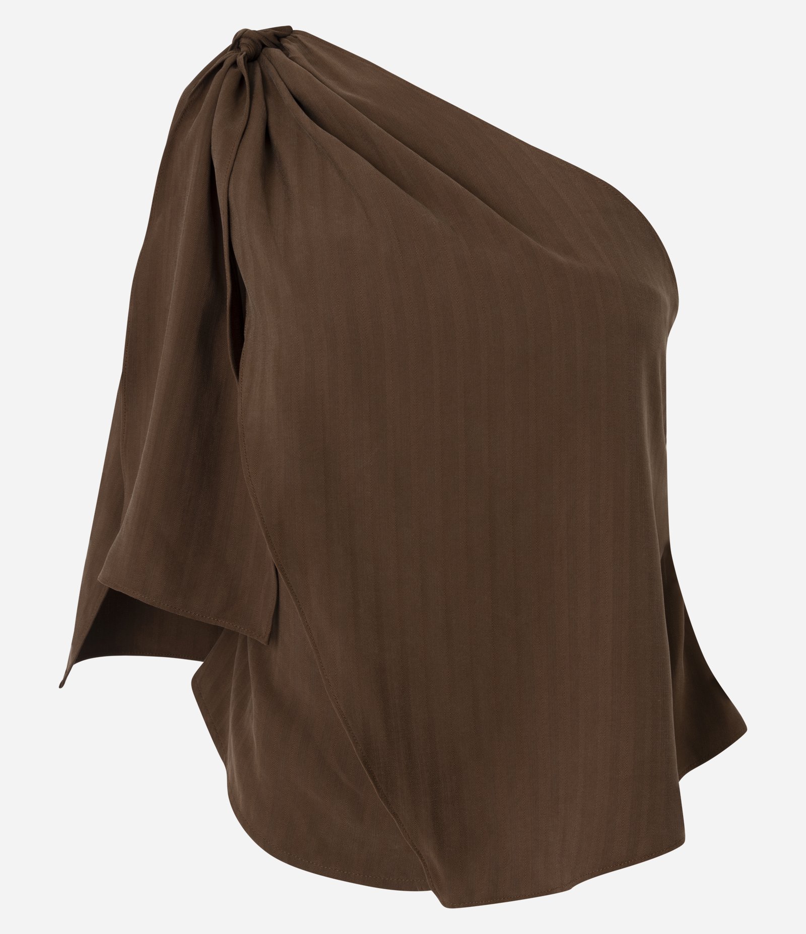 Blusa Ampla com Um Ombro Só Marrom 5