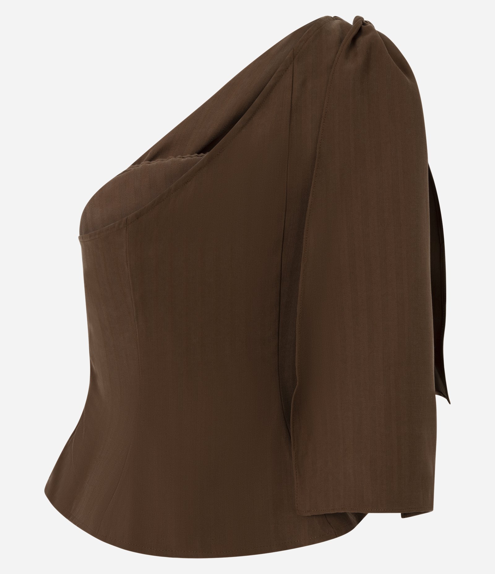 Blusa Ampla com Um Ombro Só Marrom 6
