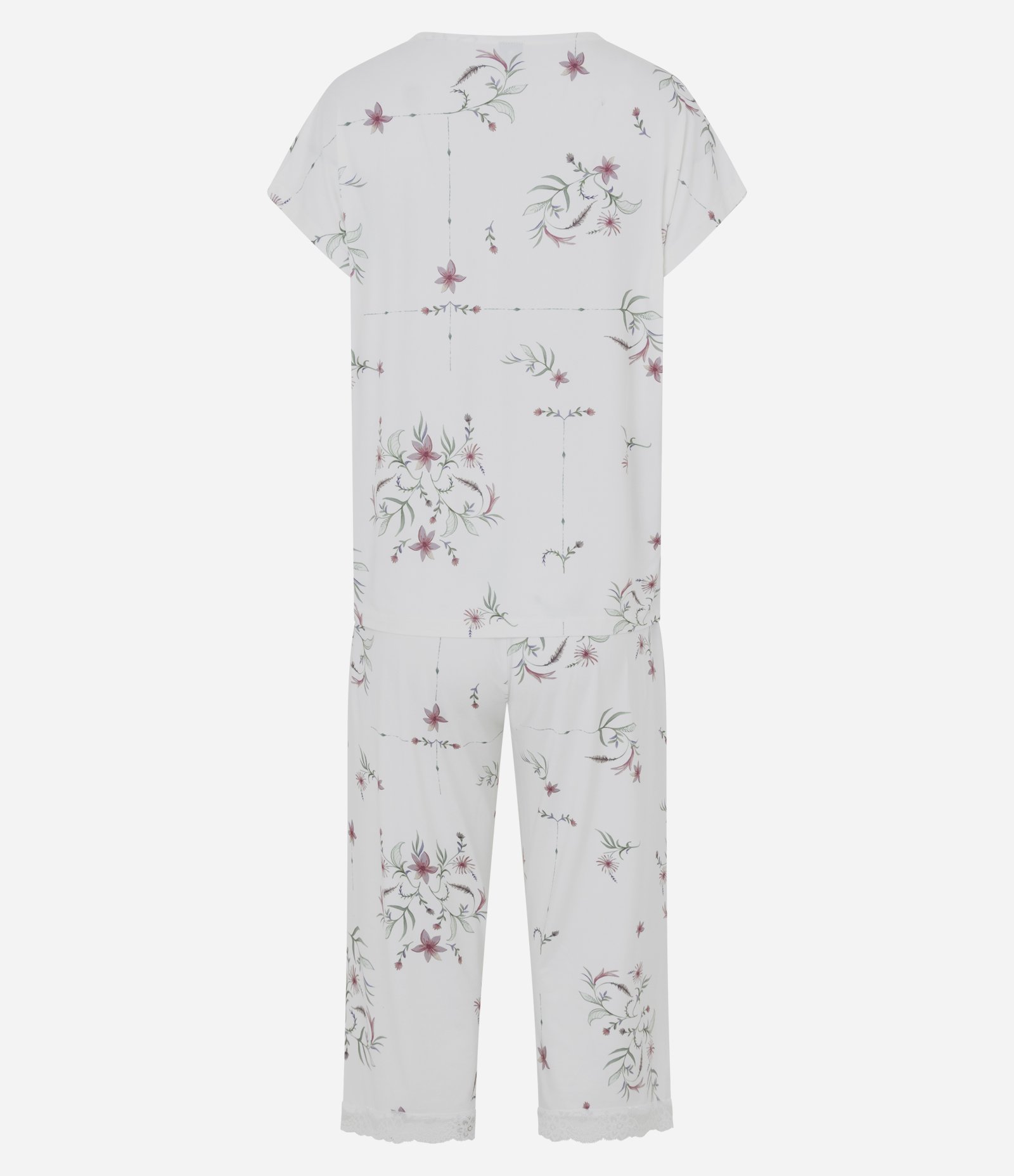 Pijama Curto em Peach Touch com Estampa Floral Branco 7