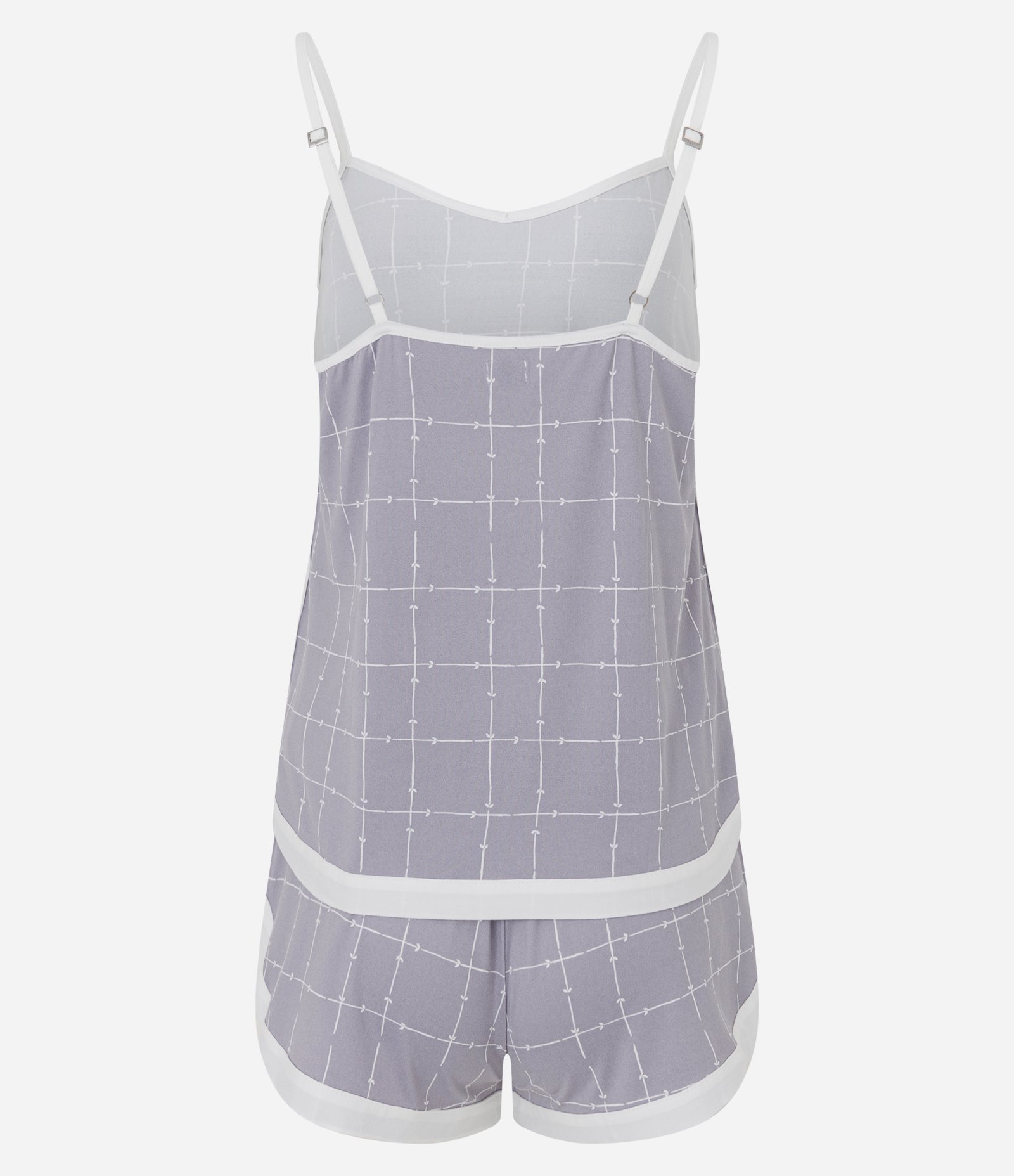 Pijama Short Doll Regular com Toque Suave e Estampa Geométrica Cinza 6