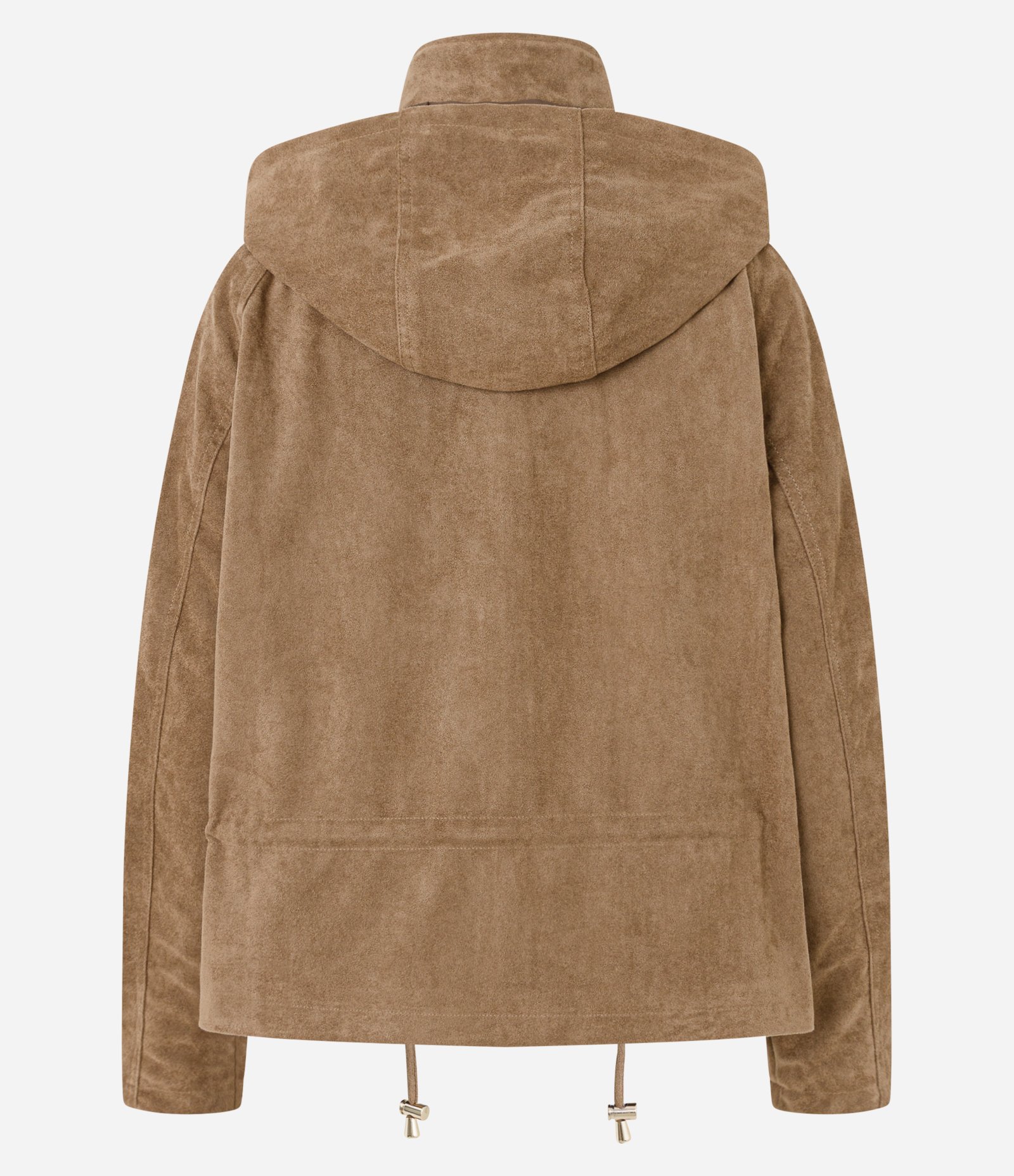 Jaqueta em Suede com Capuz e Ajuste na Cintura Bege 7