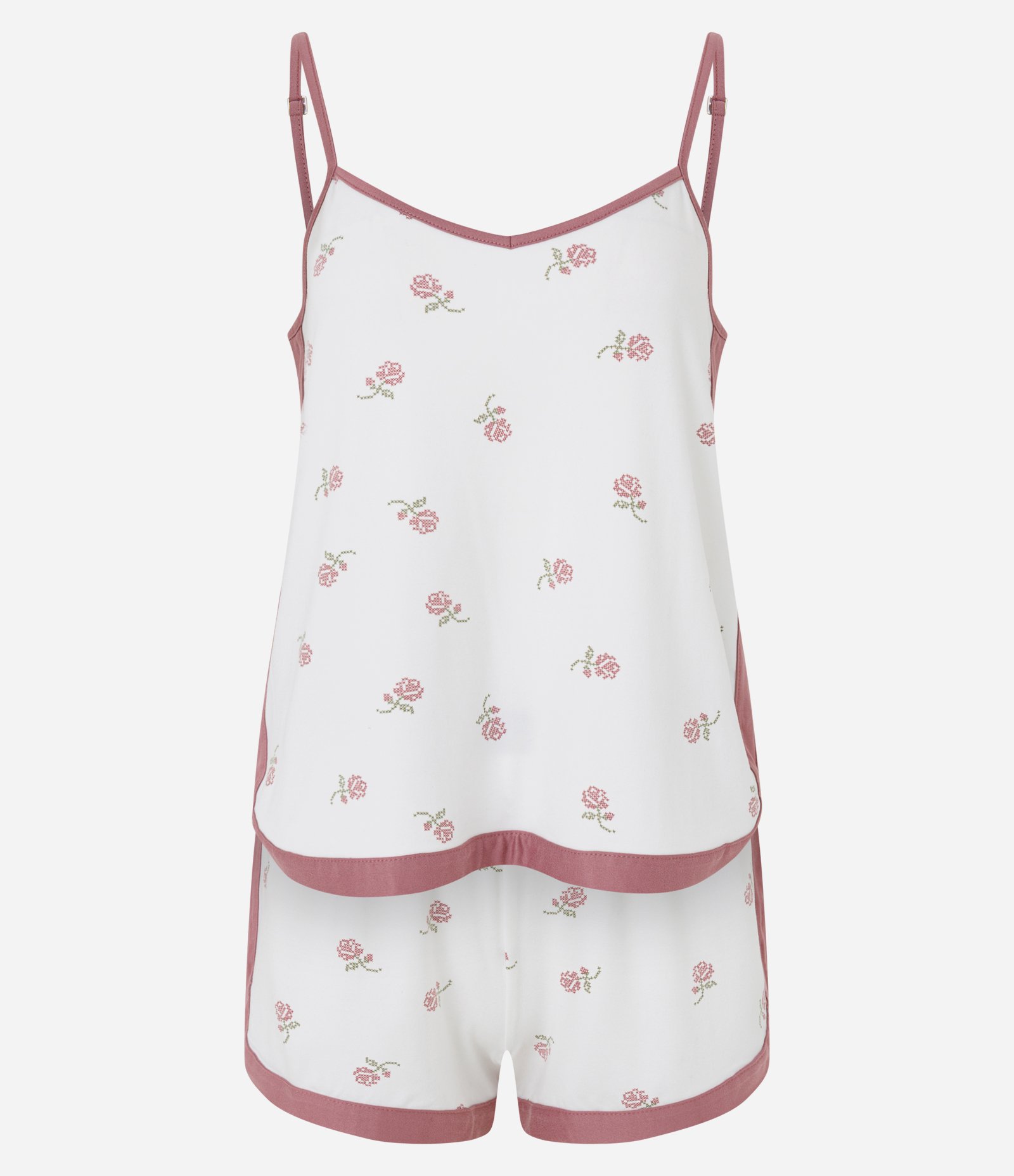 Pijama Short Doll Regular com Estampa Floral Branco 4