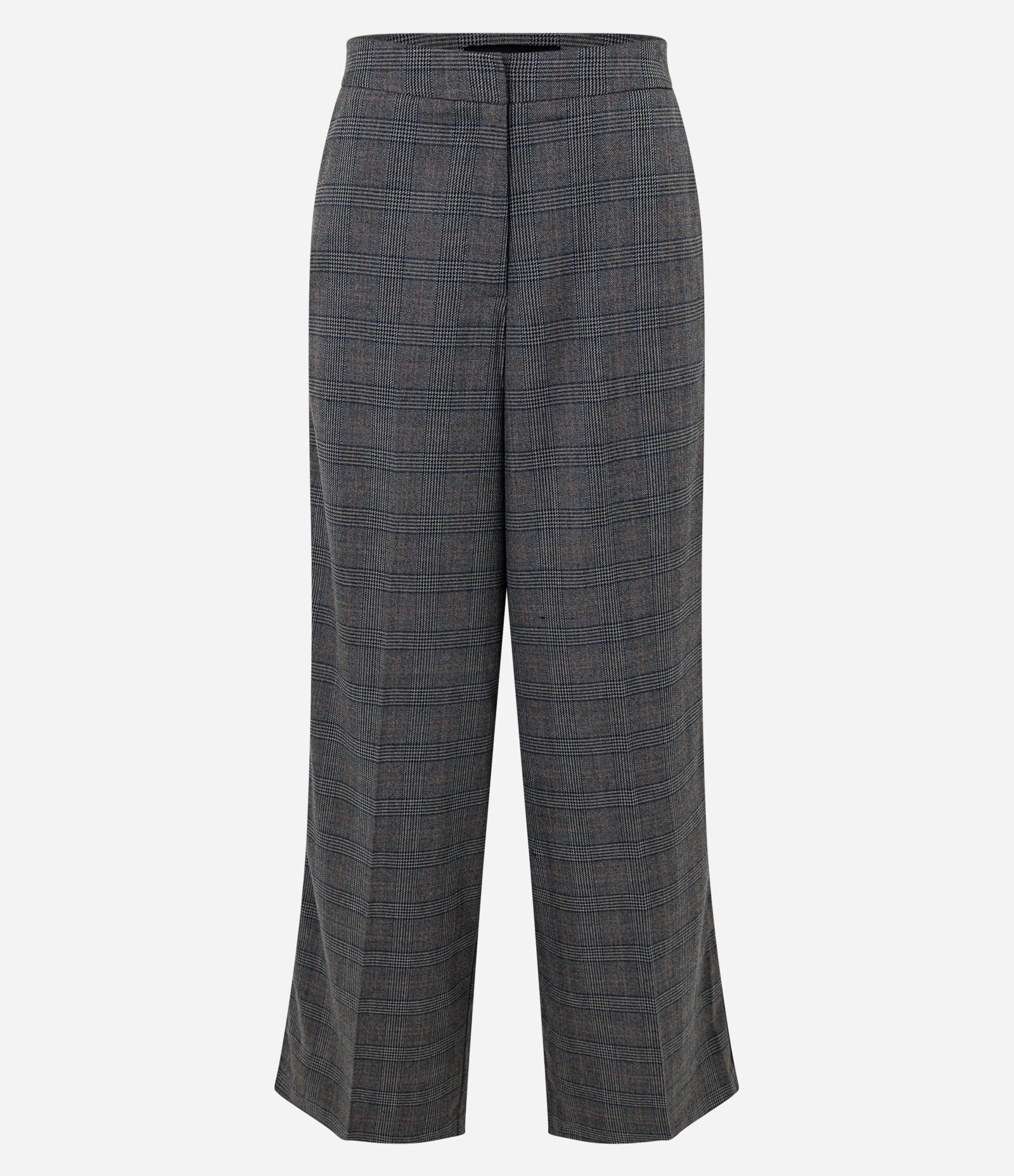 Calça Alfaiatada Reta com Estampa Xadrez e Detalhes Laterais Cinza 5
