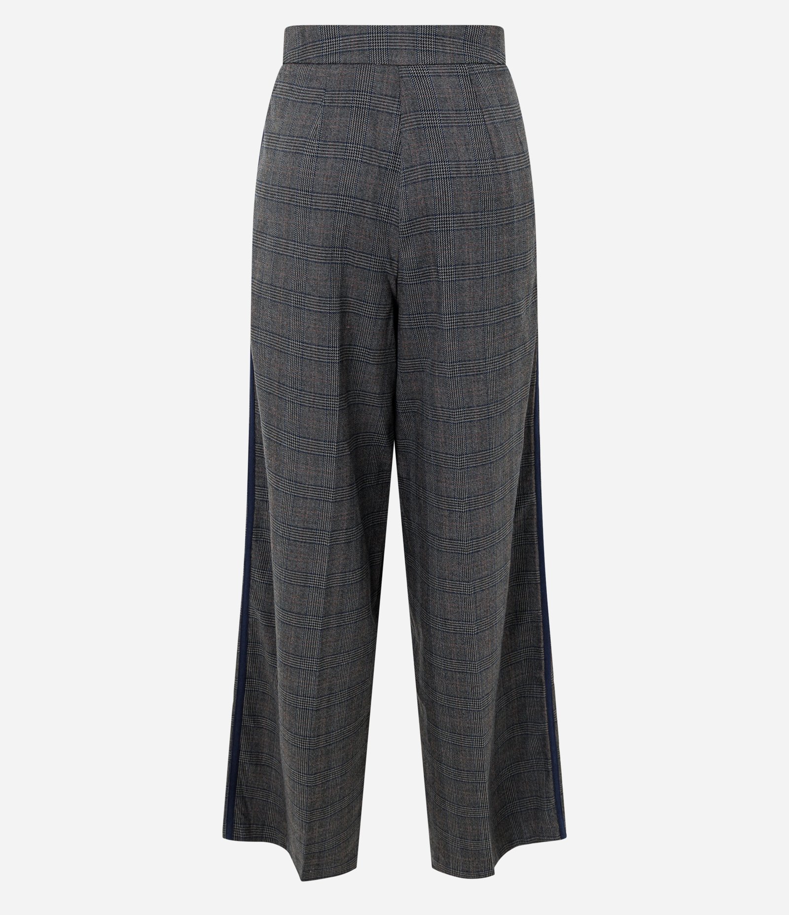Calça Alfaiatada Reta com Estampa Xadrez e Detalhes Laterais Cinza 6