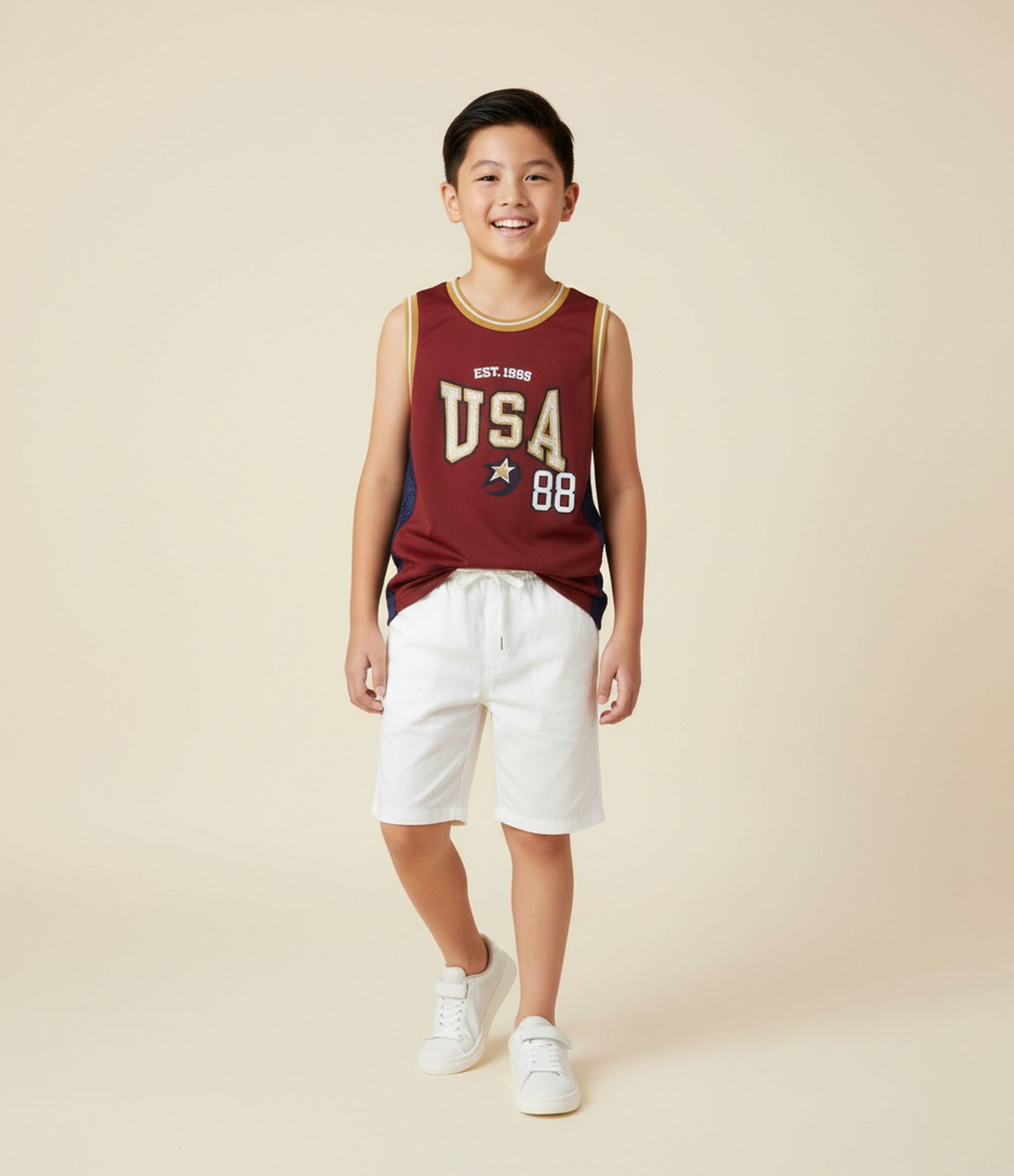 Camiseta Infantil Regata Esportiva em Mesh Basquete – Tam 5 a 14 Anos Vermelho 1