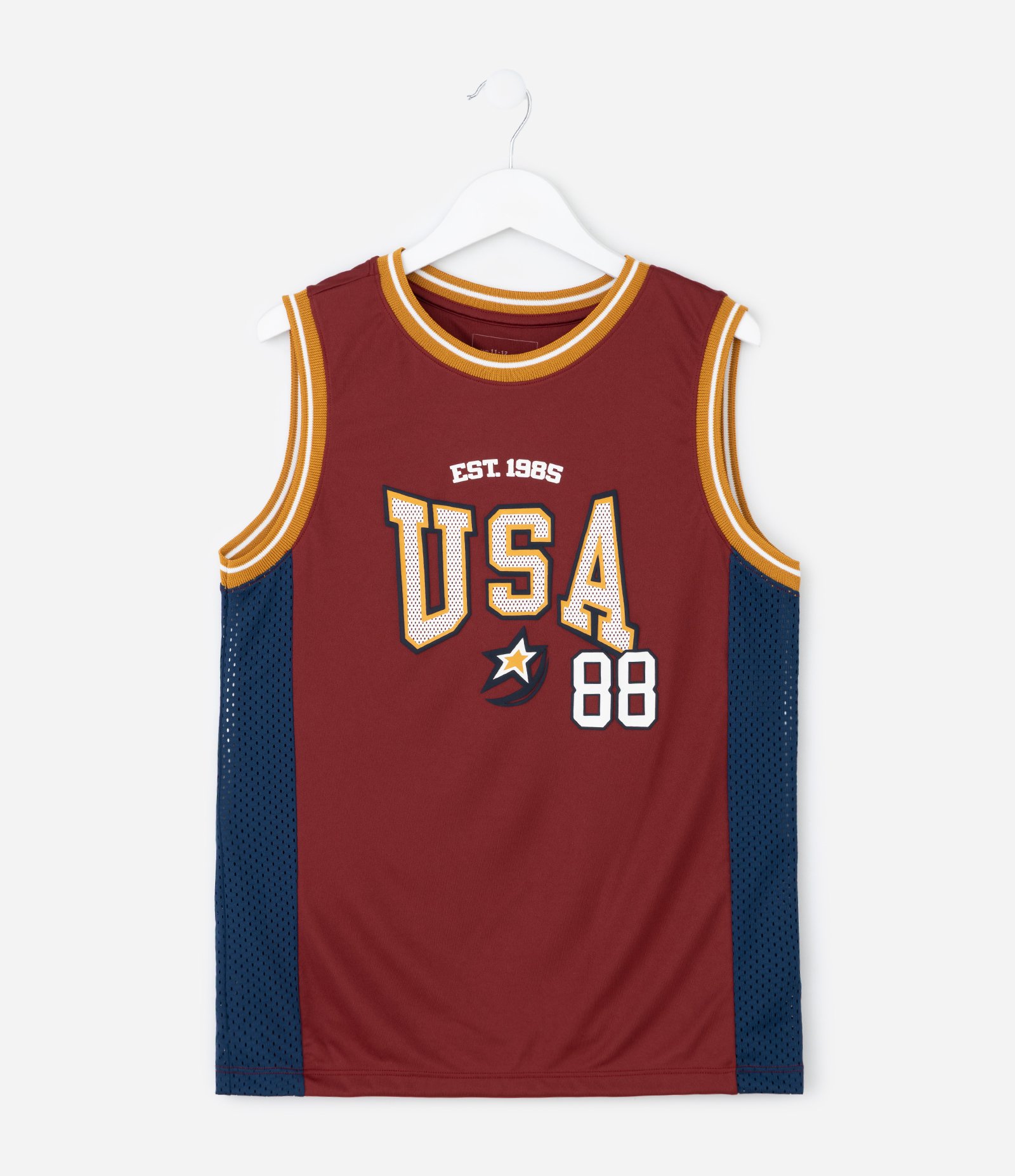 Camiseta Infantil Regata Esportiva em Mesh Basquete – Tam 5 a 14 Anos Vermelho 2
