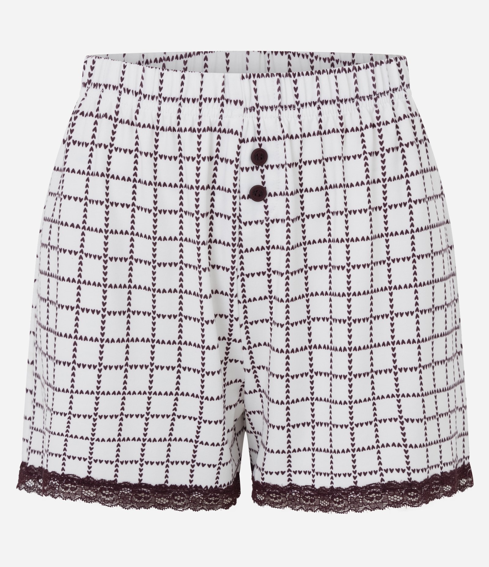 Short de Pijama em Peach Touch com Estampa Geométrica e Corações Branco 5