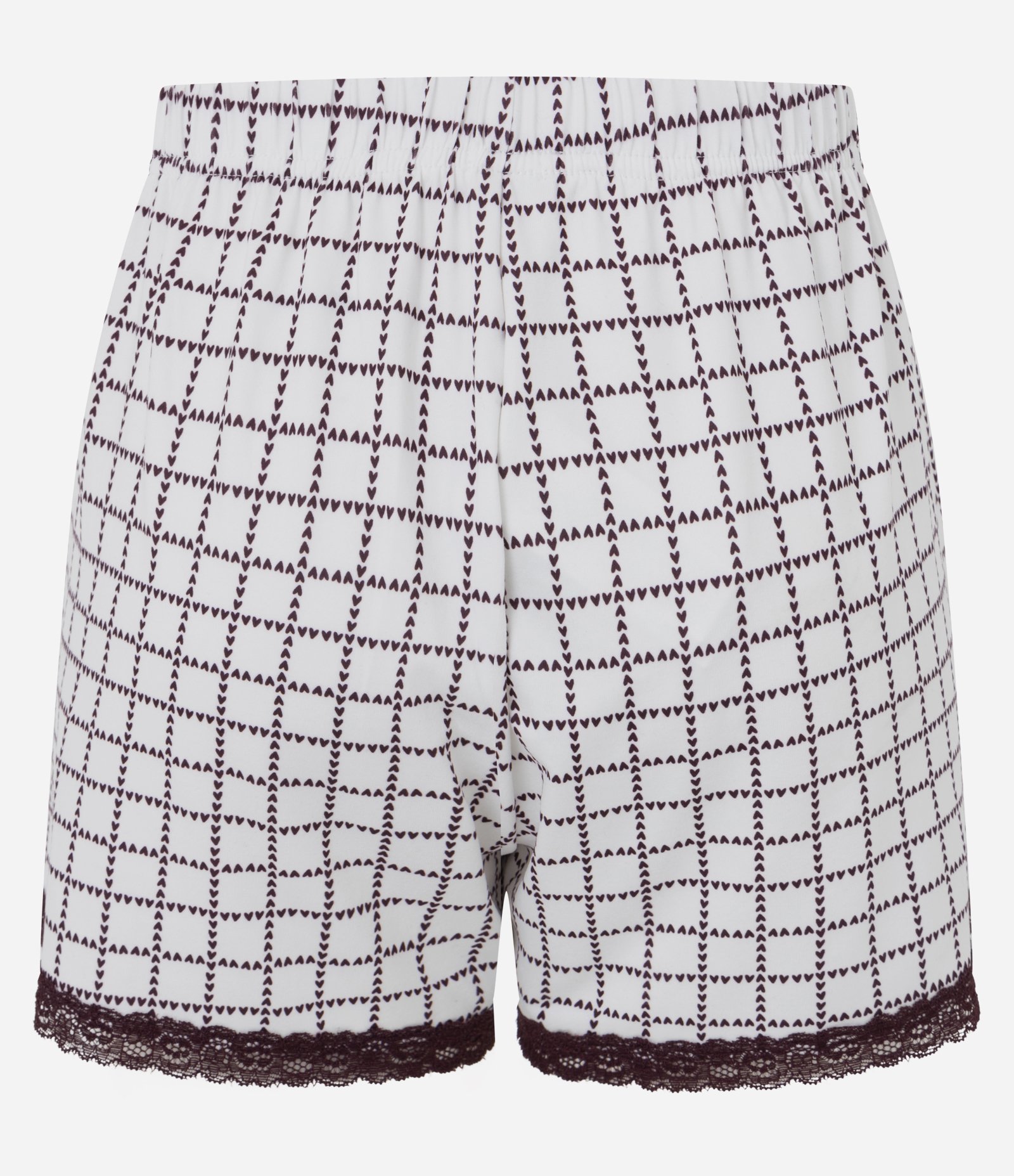 Short de Pijama em Peach Touch com Estampa Geométrica e Corações Branco 7
