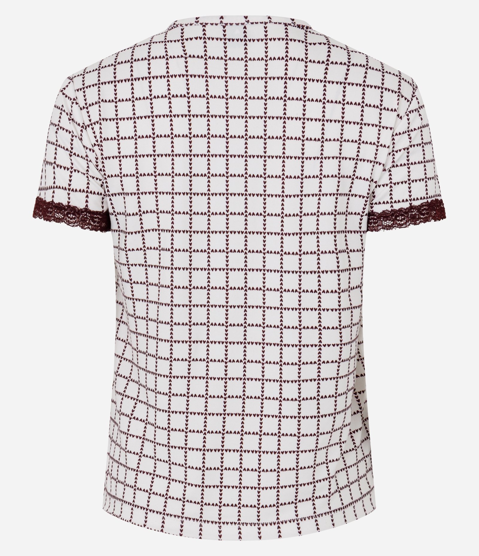 Blusa de Pijama em Peach Touch com Estampa Geométrica e Corações Branco 7