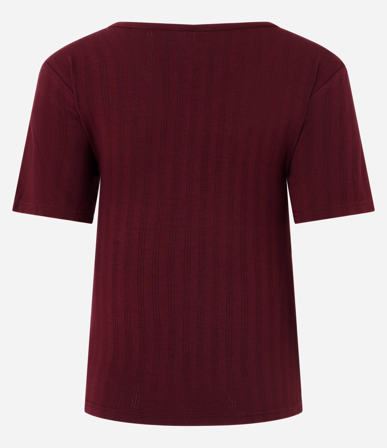 Blusa de Pijama em Ribana com Decote V e Botões Vinho 7