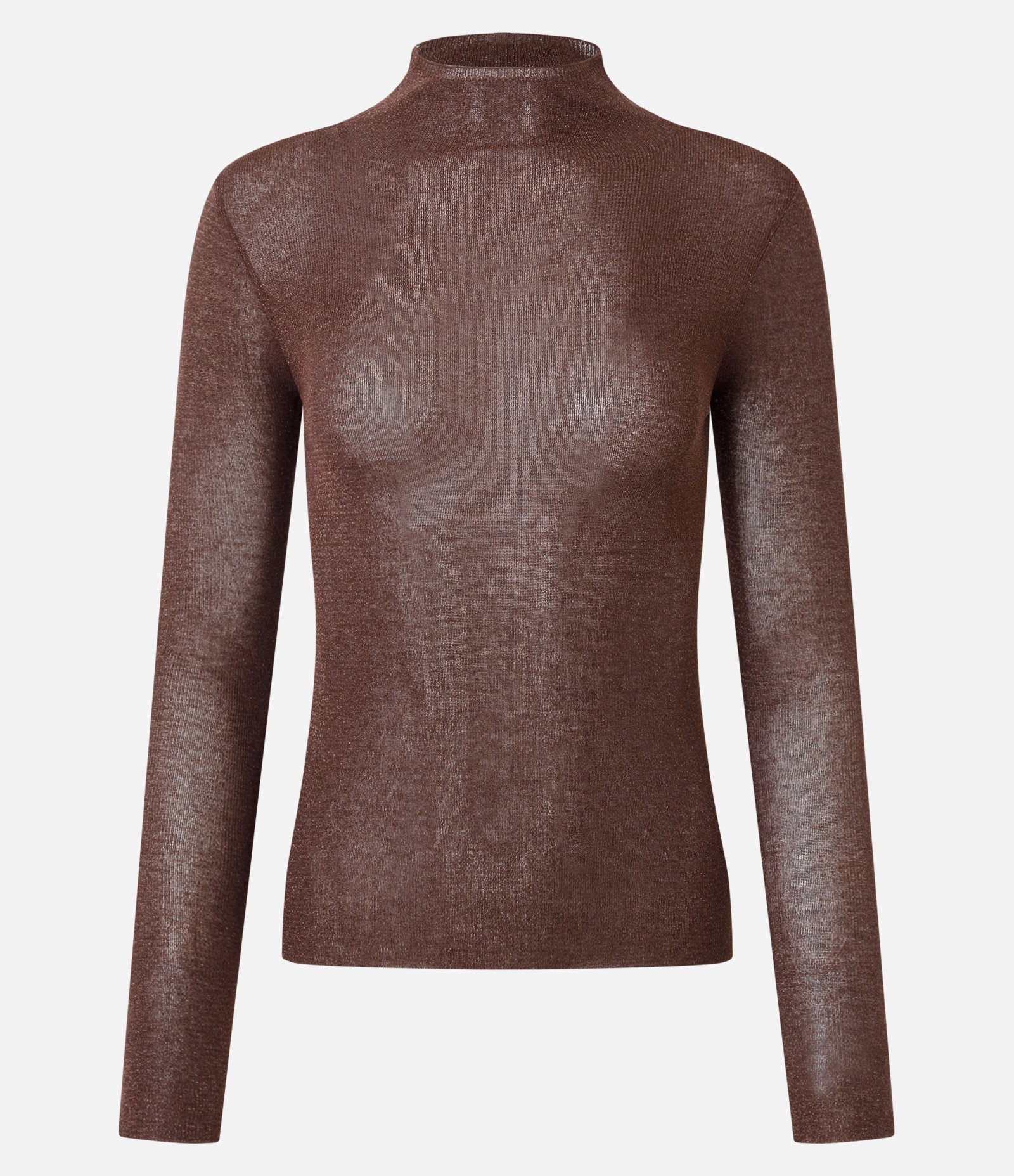 Blusa Regular em Tricô com Leve Transparência Marrom 5