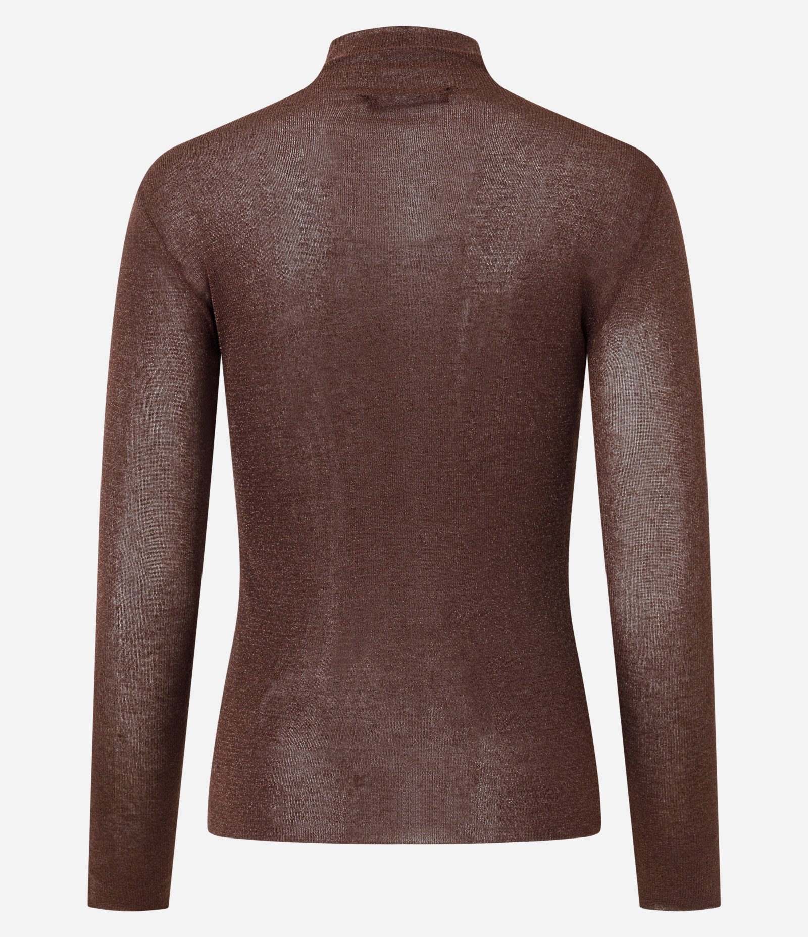 Blusa Regular em Tricô com Leve Transparência Marrom 7