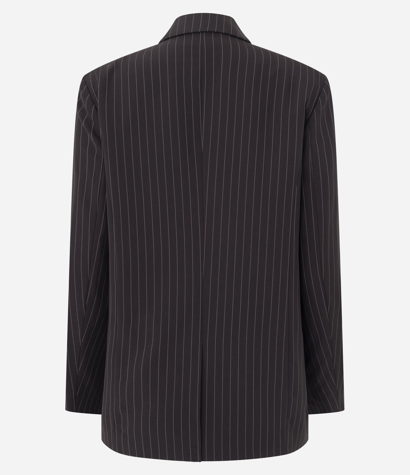 Blazer Oversized Risca de Giz com Gola Lapela Marrom 6