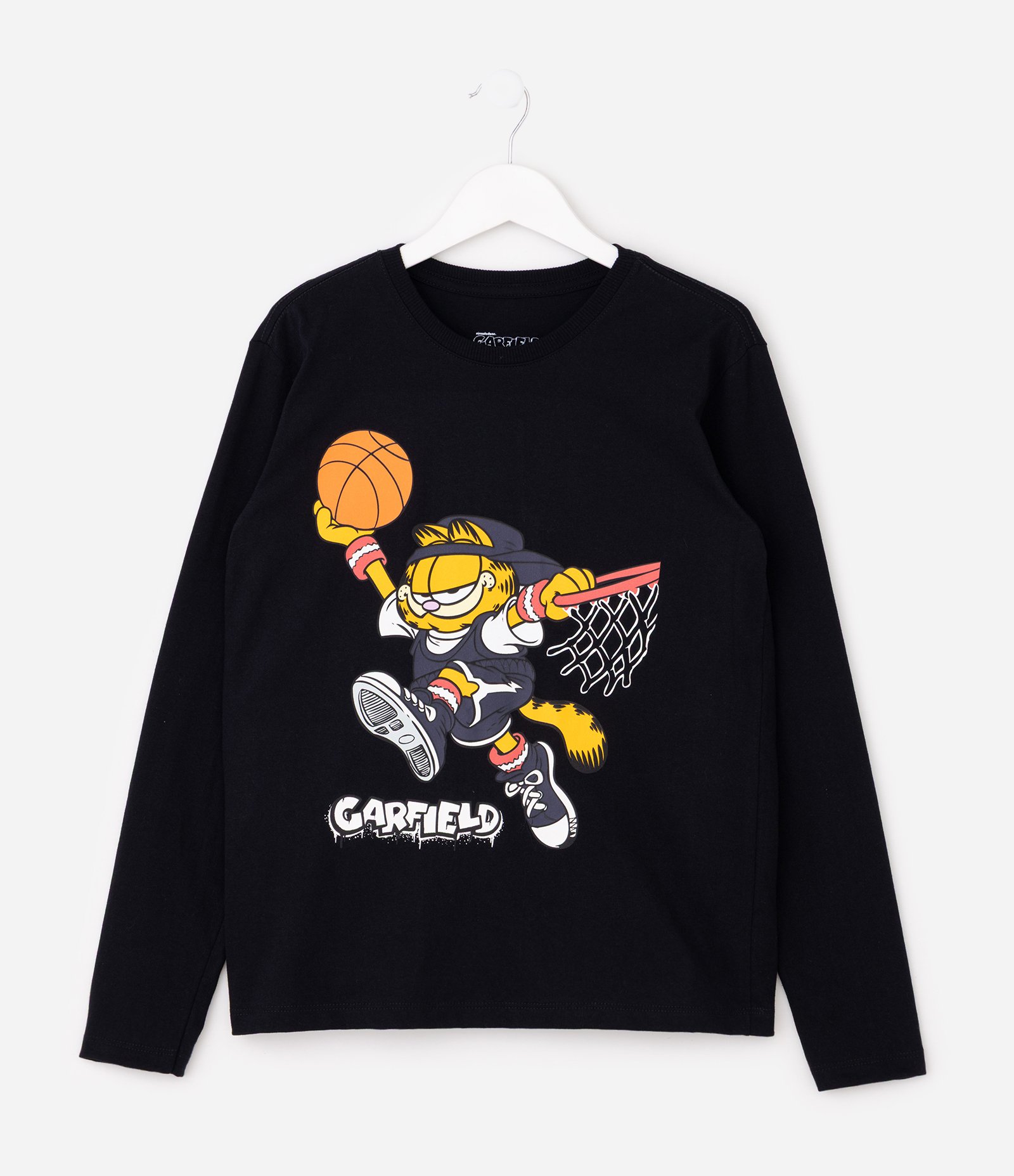 Camiseta Infantil com Estampa Garfield Basquete – Tam 5 a 14 Anos Preto 2