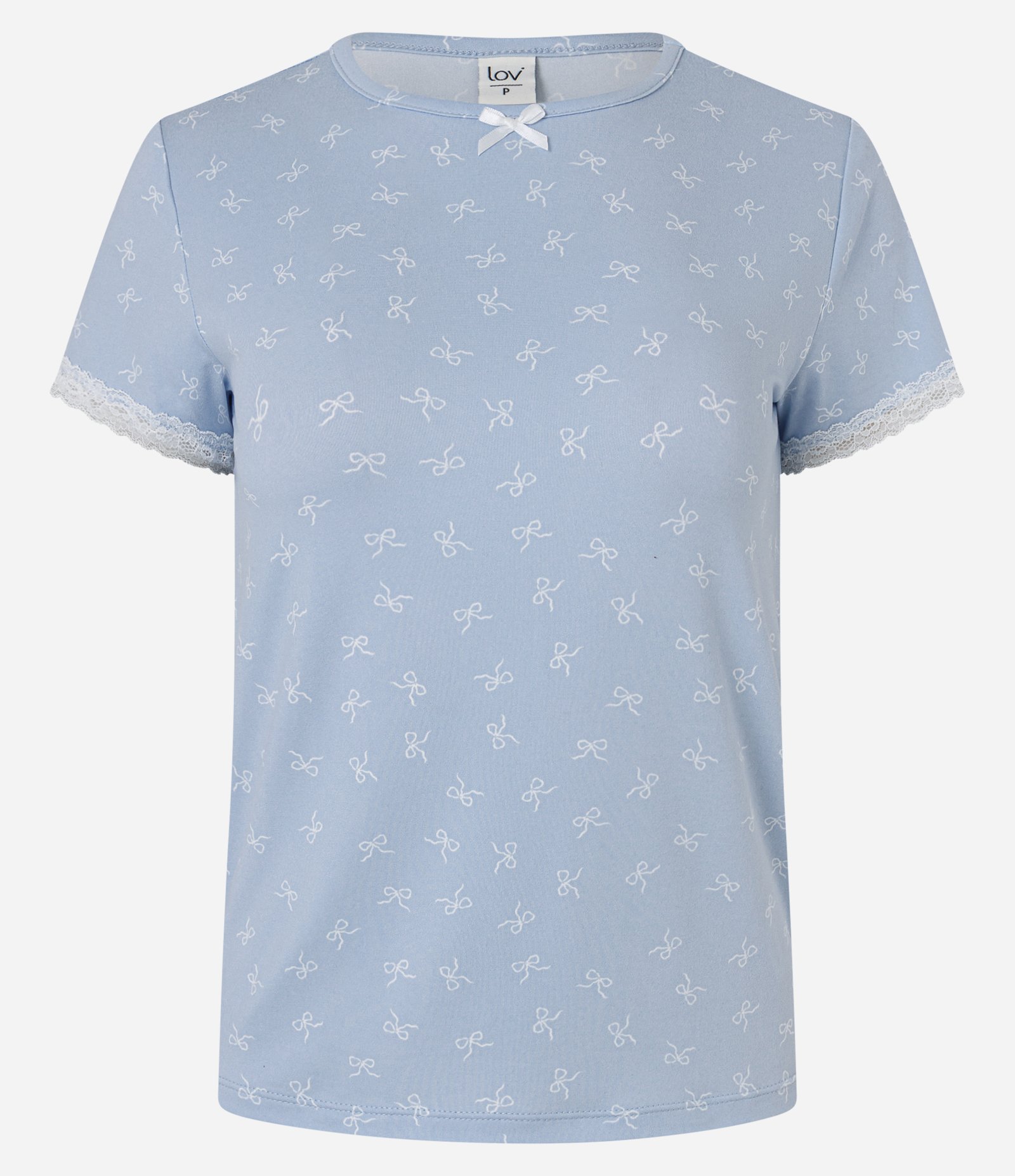 Blusa de Pijama em Peach Touch com Estampa de Laços Azul 5