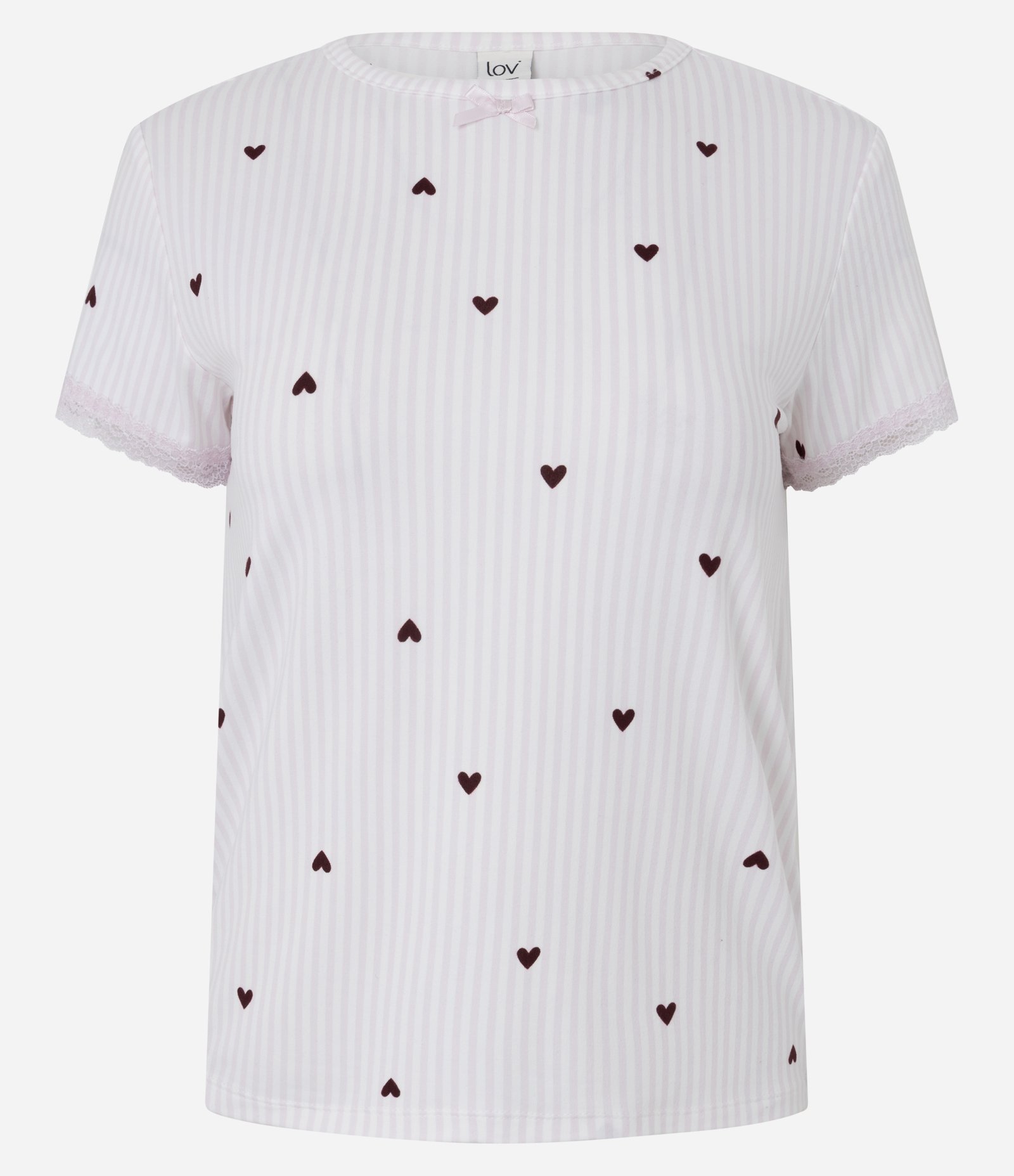 Blusa de Pijama em Peach Touch com Estampa de Corações Branco 5