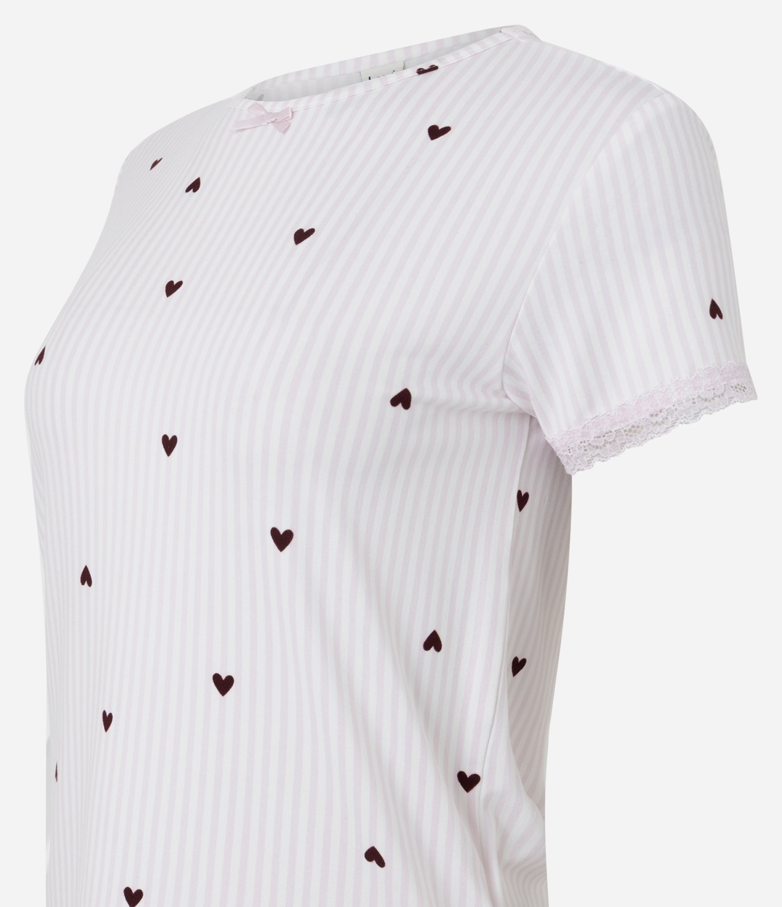Blusa de Pijama em Peach Touch com Estampa de Corações Branco 6