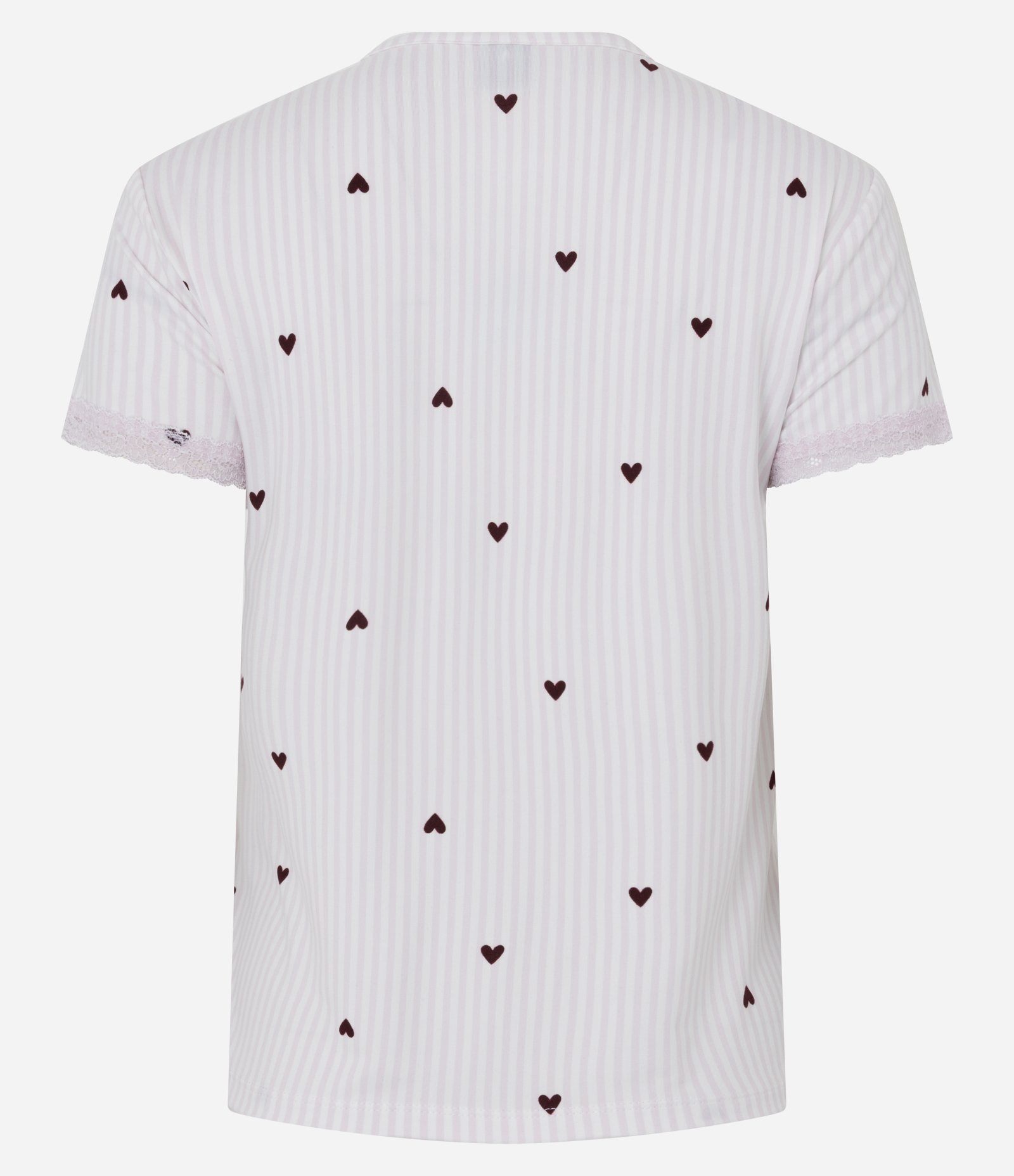Blusa de Pijama em Peach Touch com Estampa de Corações Branco 7