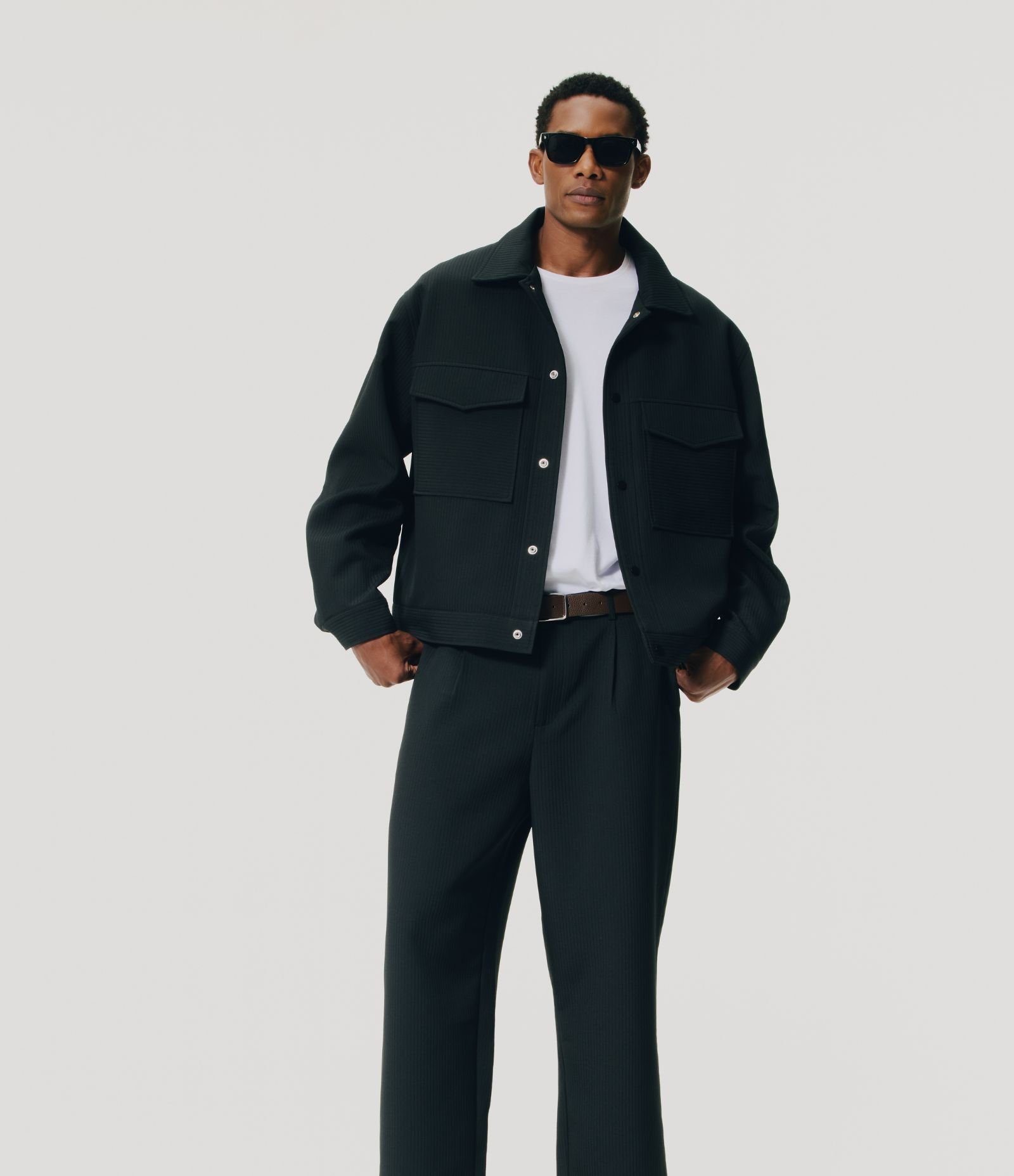Calça Malha Pesada Plissada e Texturizada Preto 1