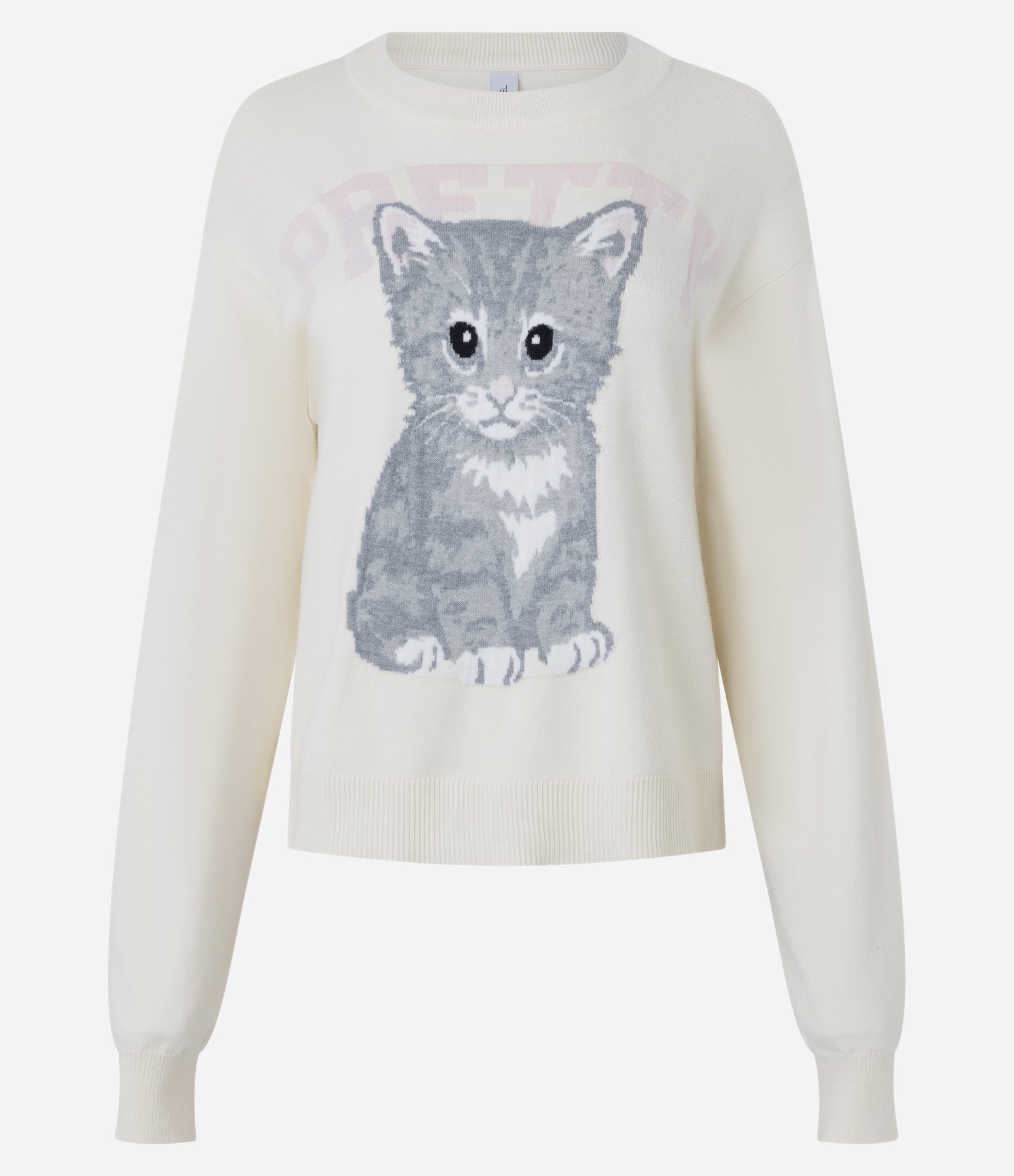 Blusa em Tricô com Estampa de Gato Fofinho Off White 5