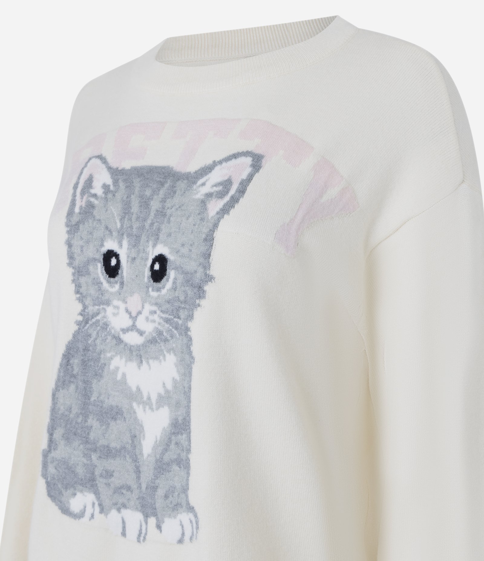Blusa em Tricô com Estampa de Gato Fofinho Off White 6