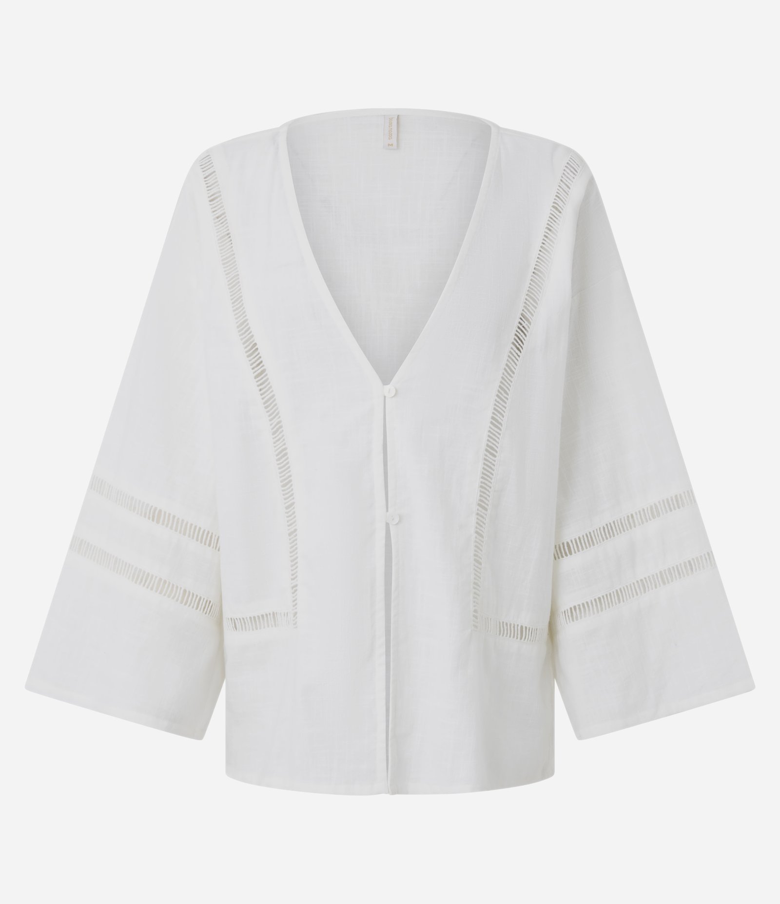 Saída de Praia Bata em Cotton com Amarração Frontal e Entremeios Vazados Branco 5
