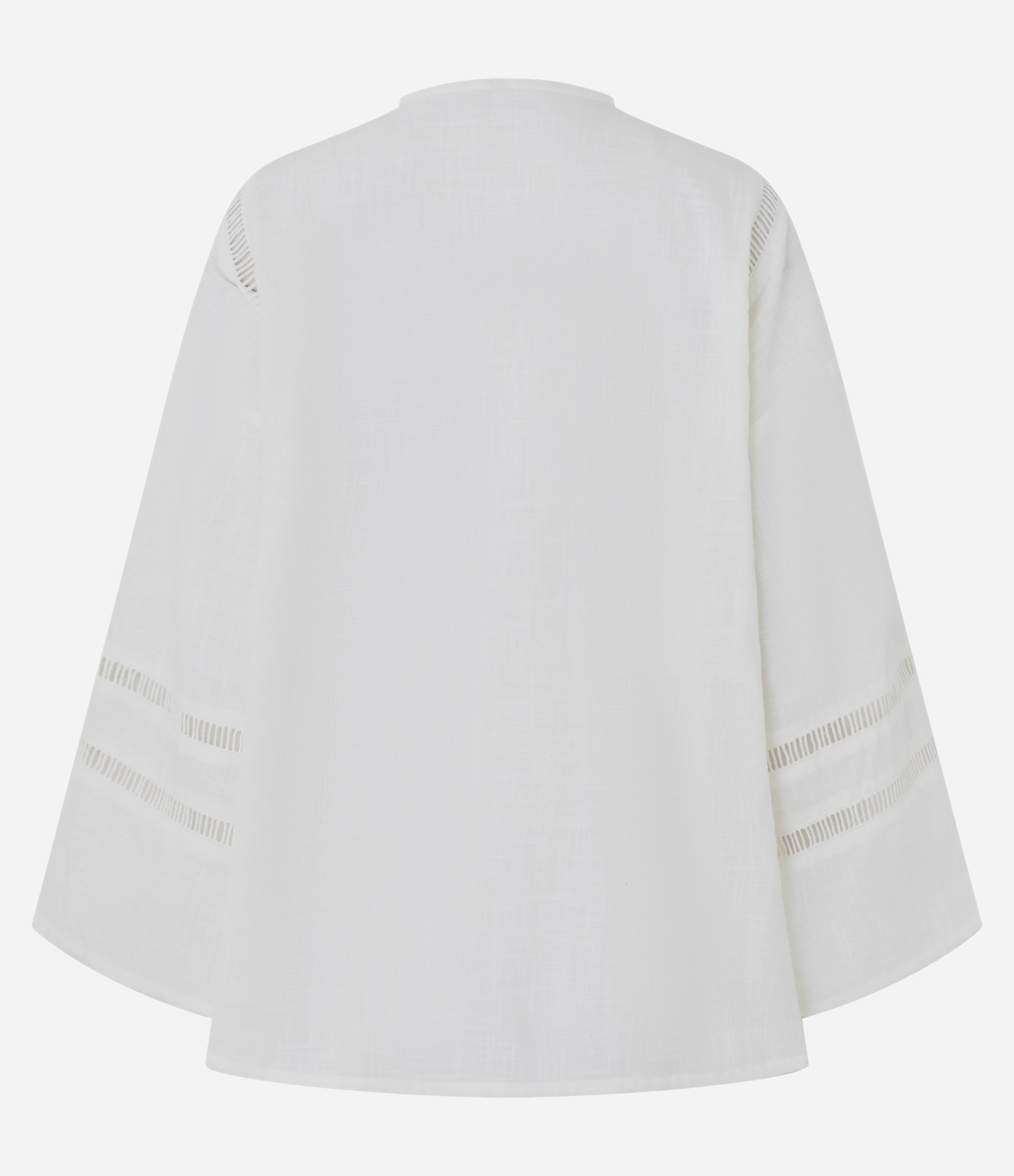 Saída de Praia Bata em Cotton com Amarração Frontal e Entremeios Vazados Branco 6